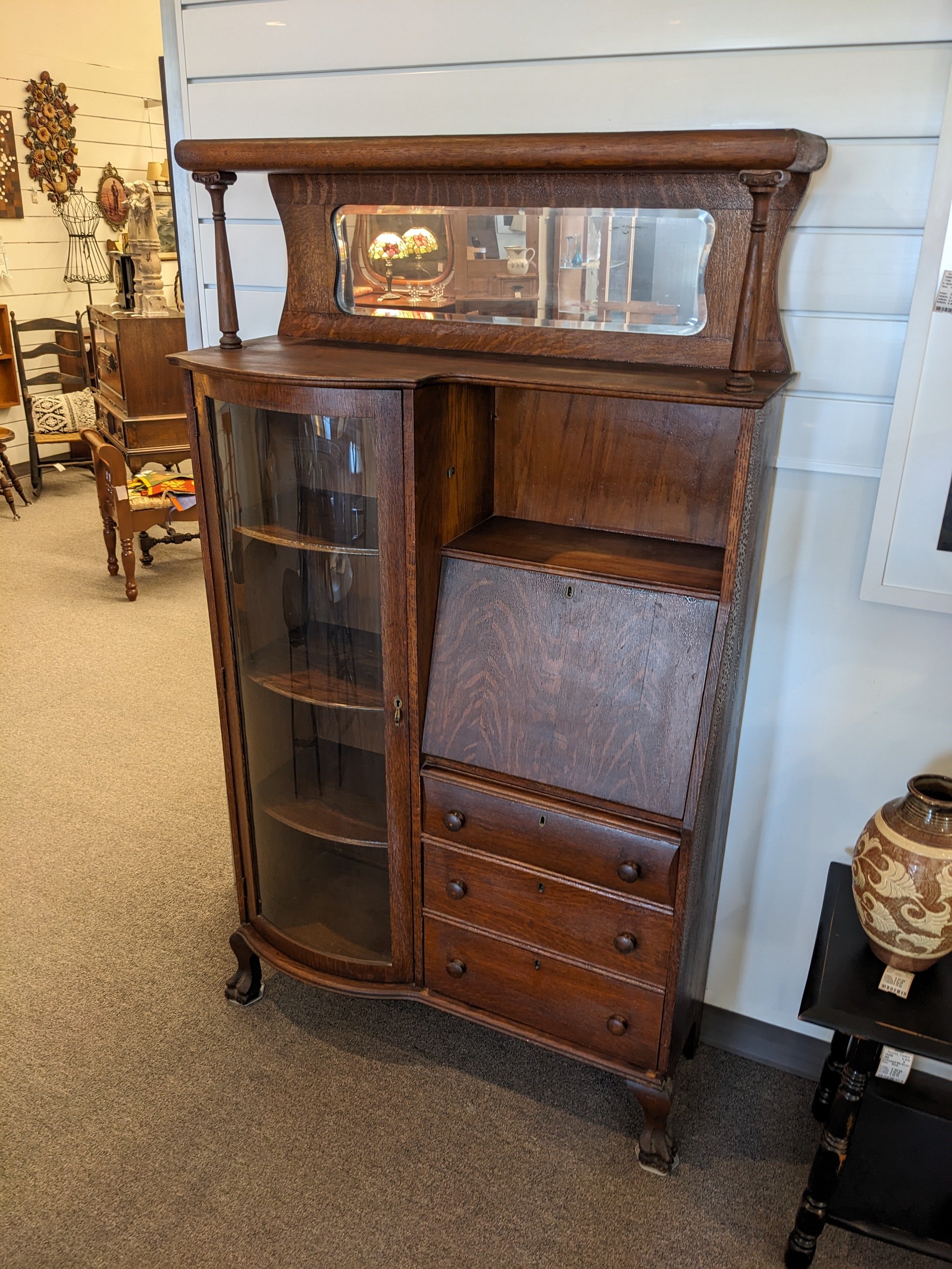 Antique Oak Side-by-Side Secretary Desk