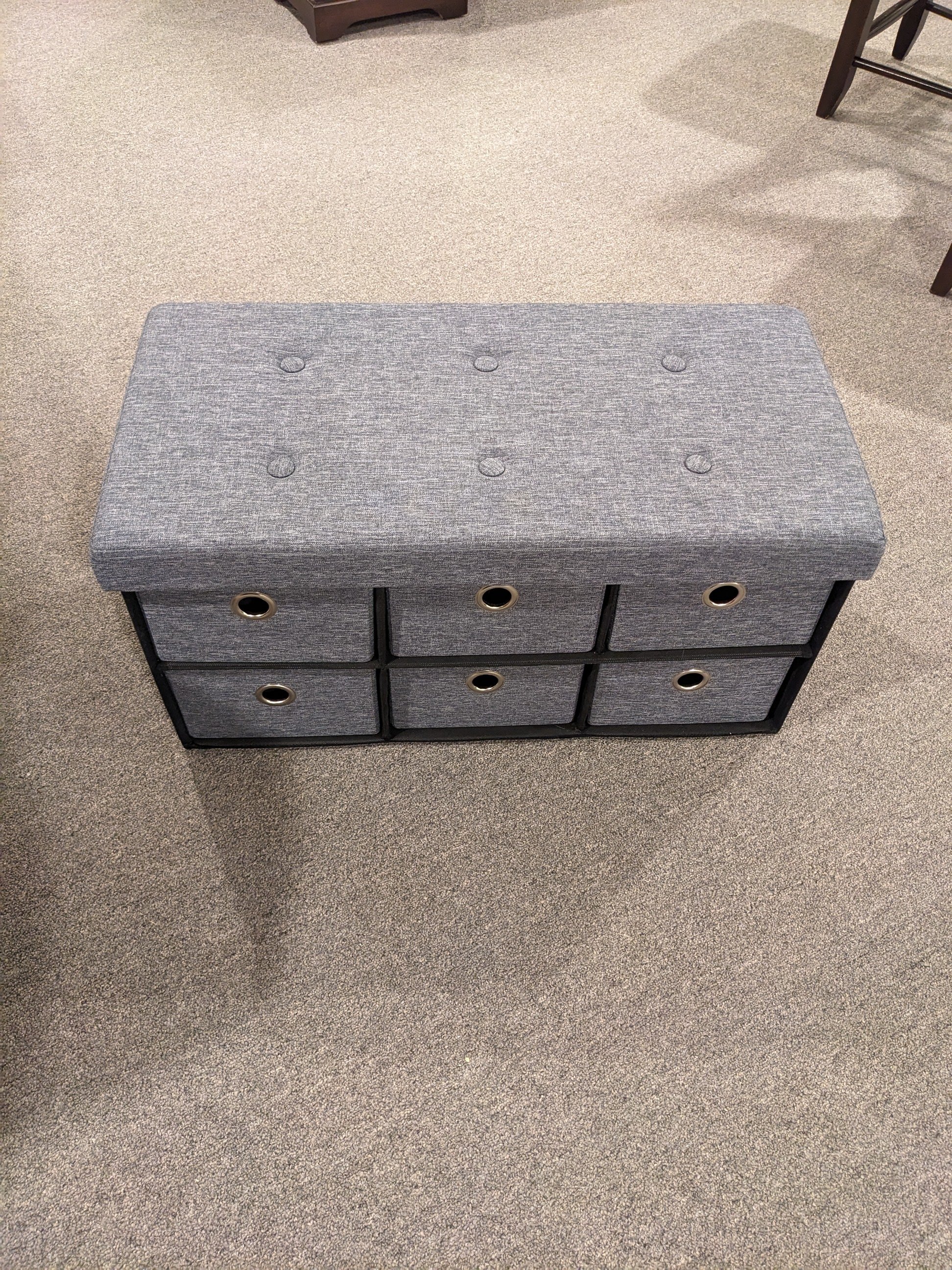 NEW Gray Storage Ottoman with Drawers
