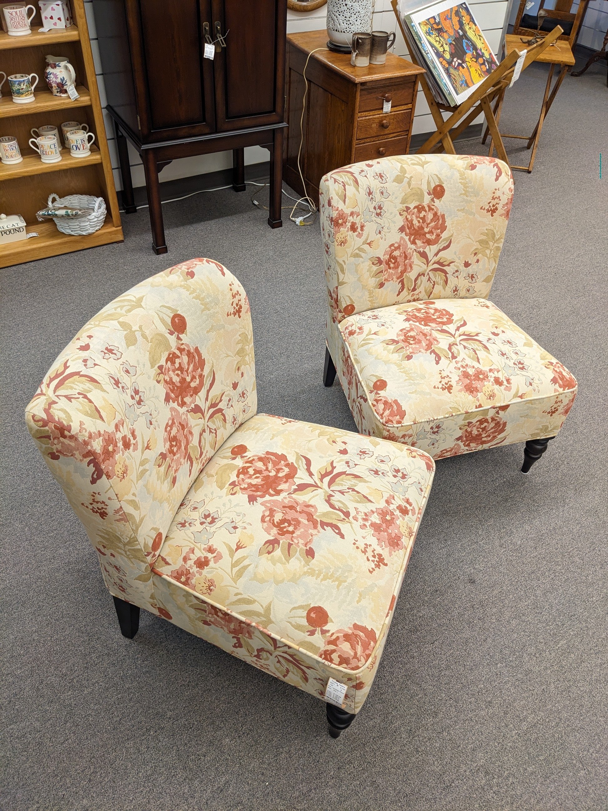 Pier 1 Armless Floral Slipchairs