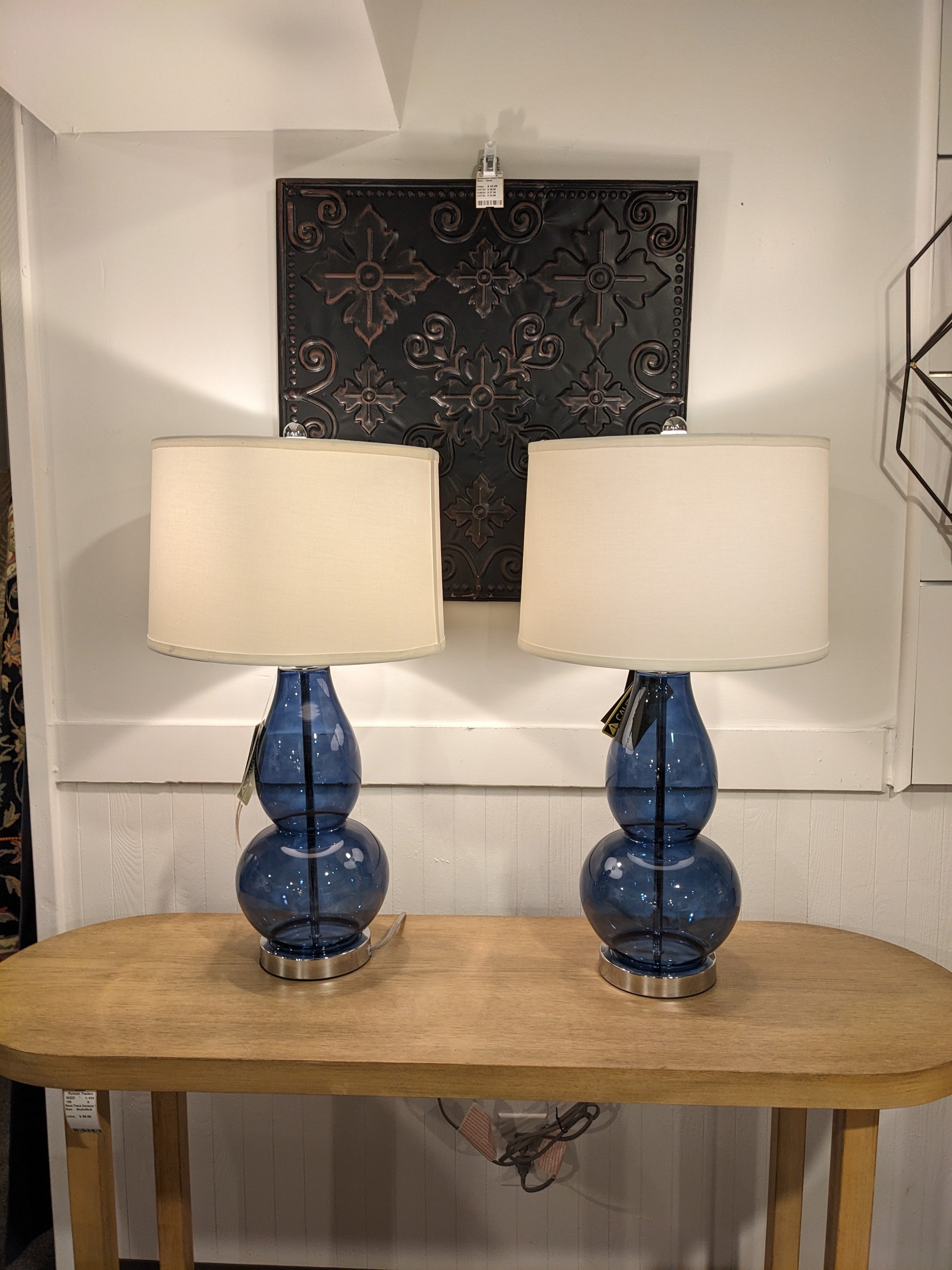 Pair Safavieh "Frena" Blue Table Lamps