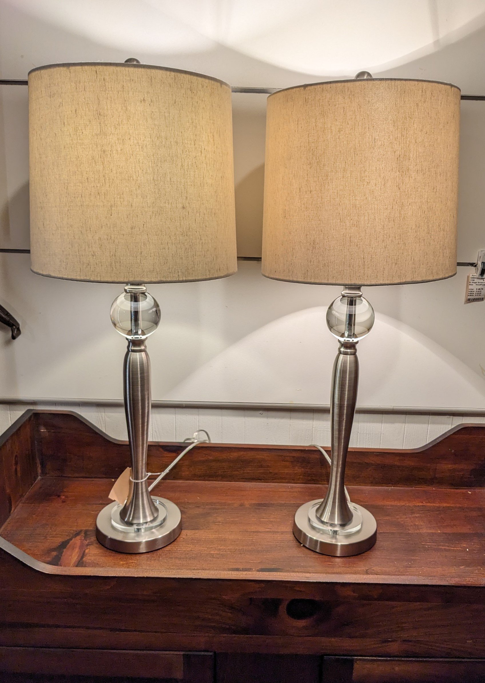 Pair Brushed Nickel Table Lamps