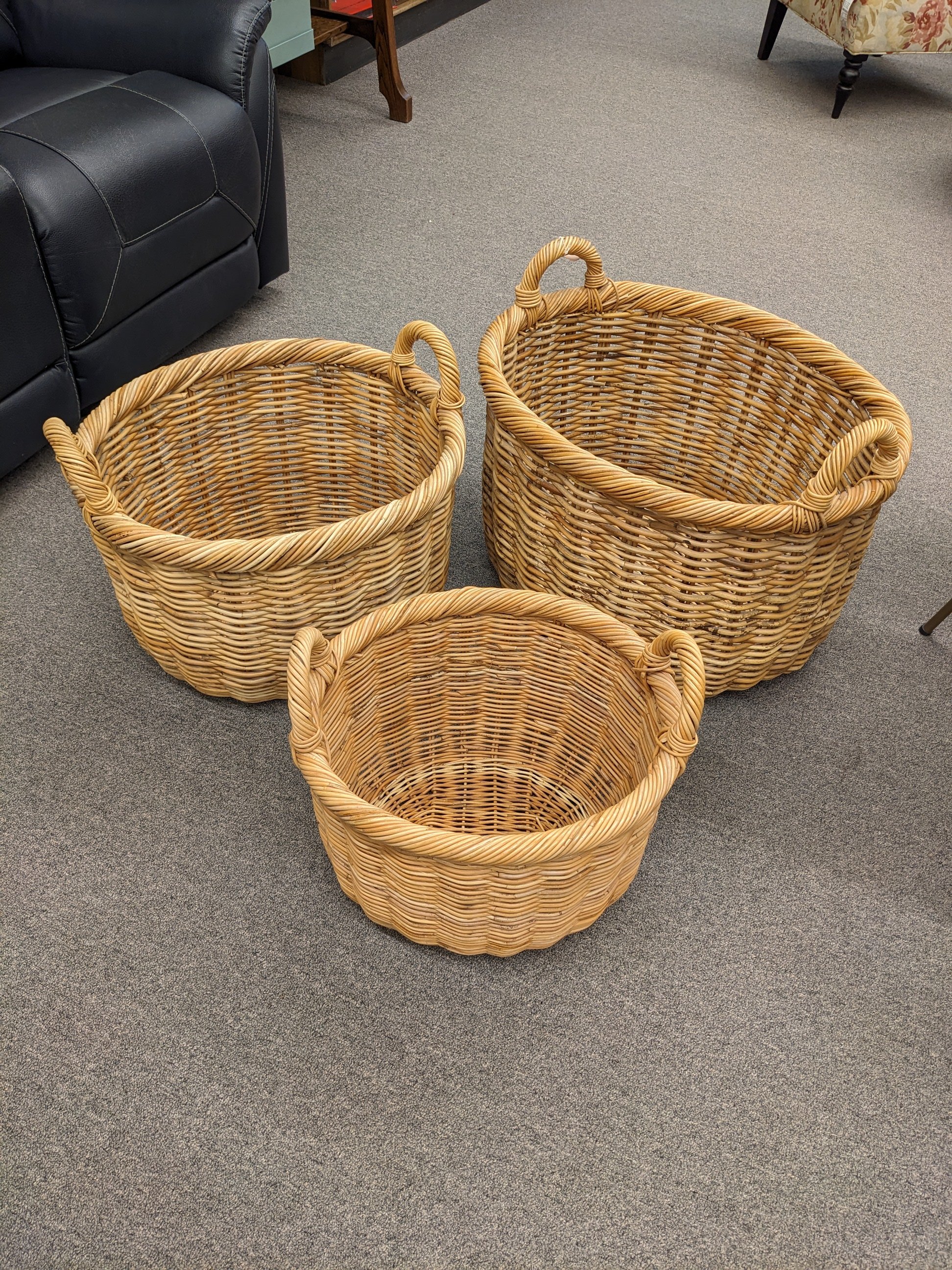 Set of 3 Nesting Storage Woven Baskets