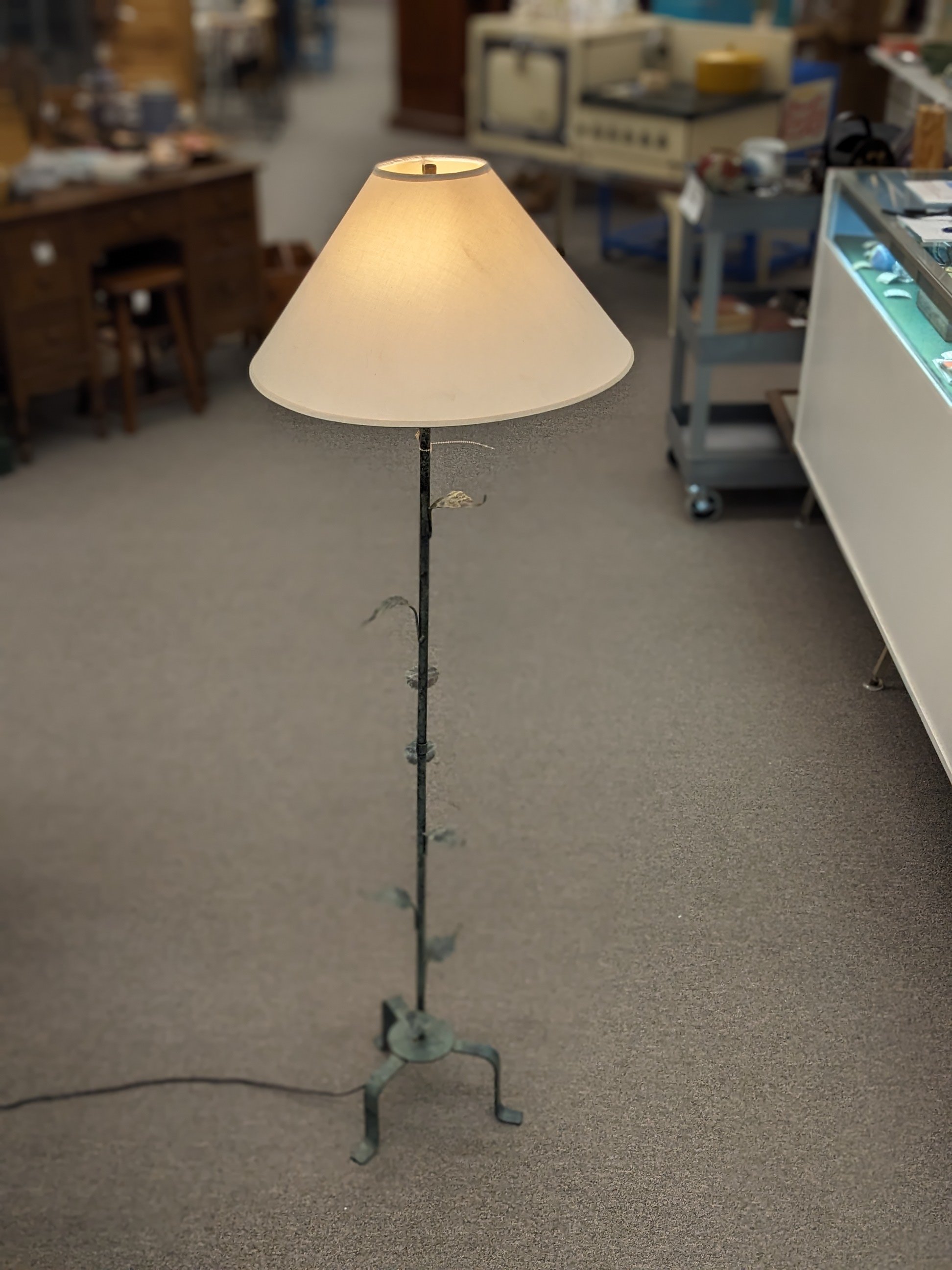 Patinated Metal Leaf Floor Lamp