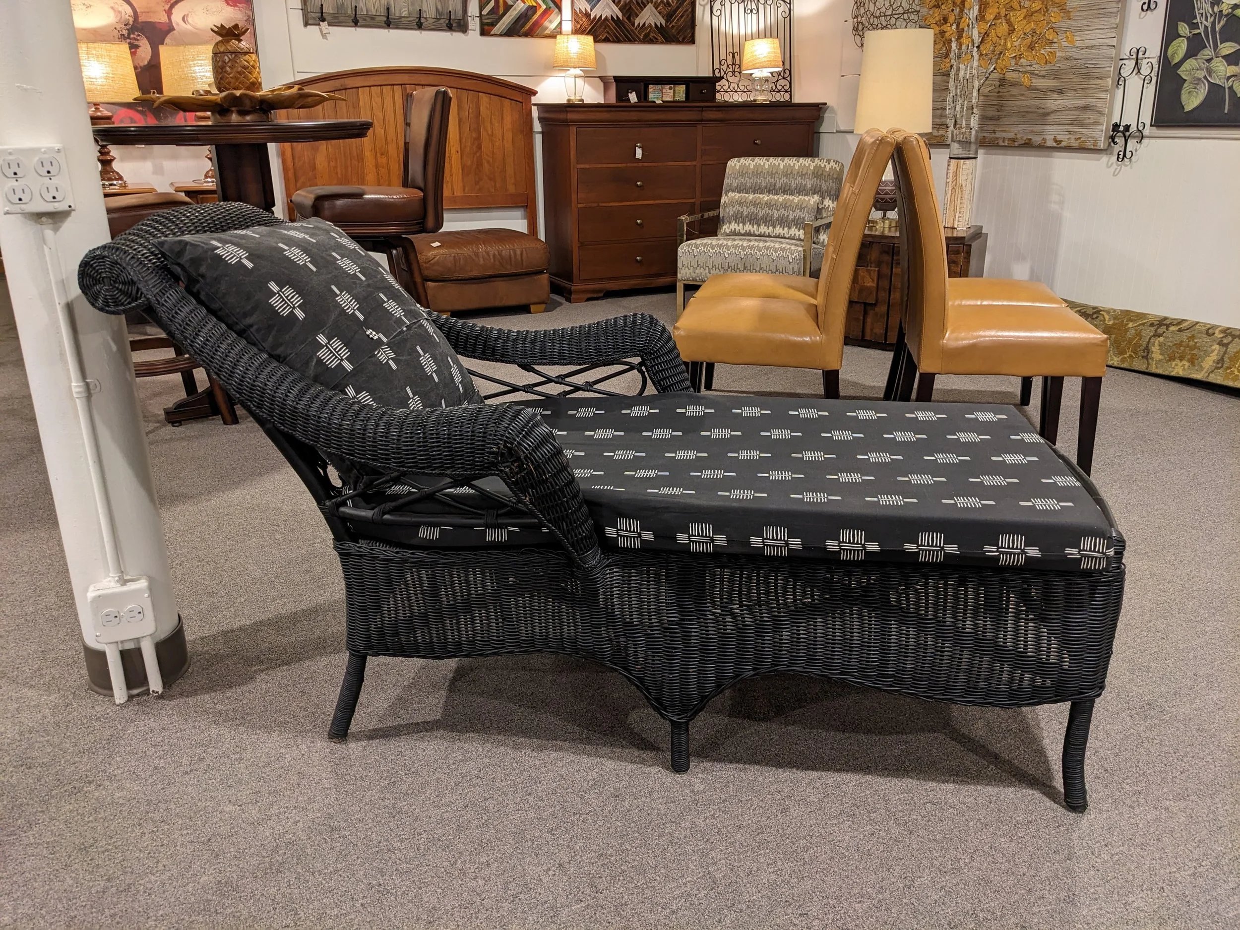 Black Wicker Chaise Lounge Chair — Furnish Traders