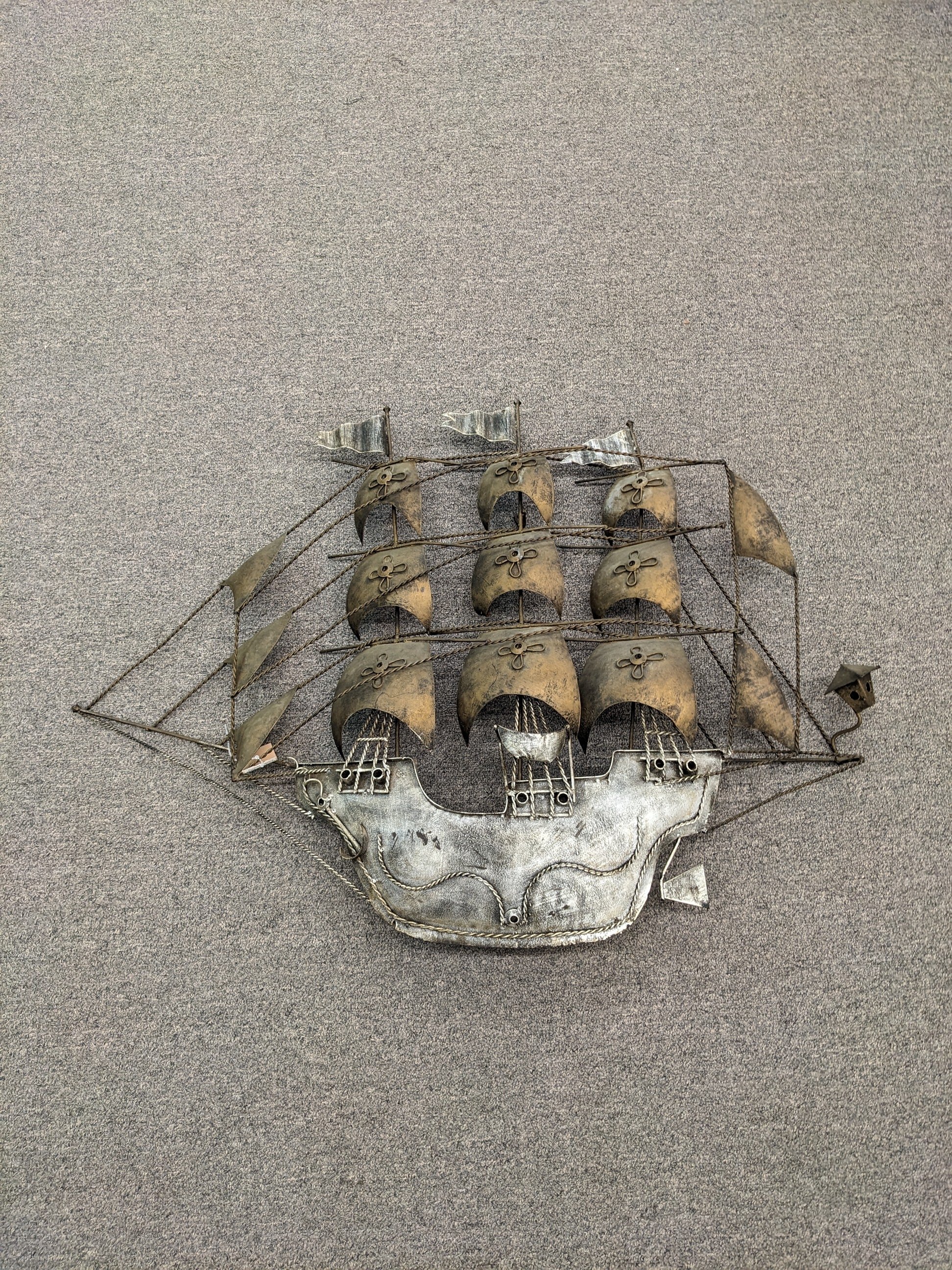 Metal Spanish Ship Sculpture