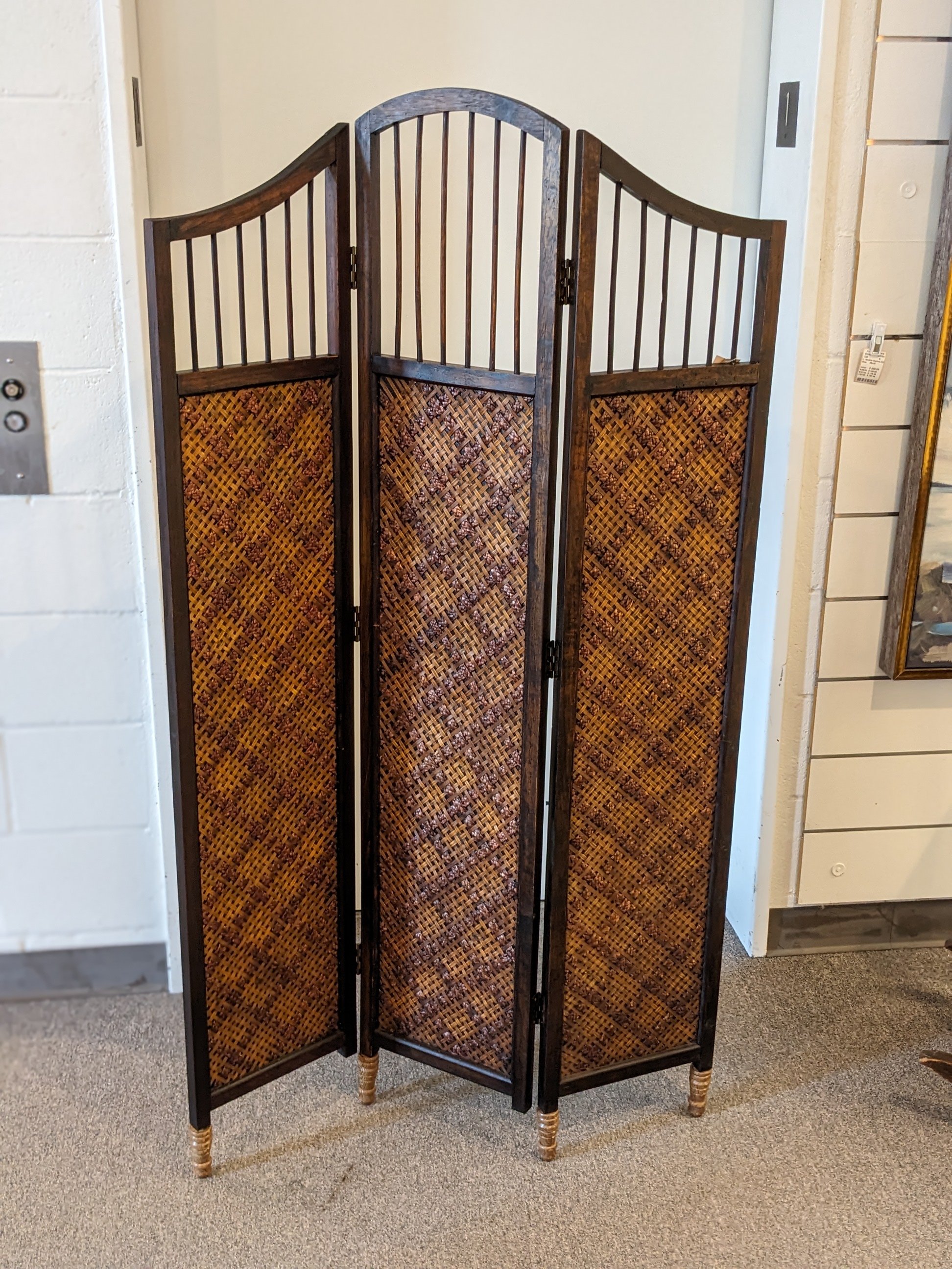 3-Panel Rattan Room Divider