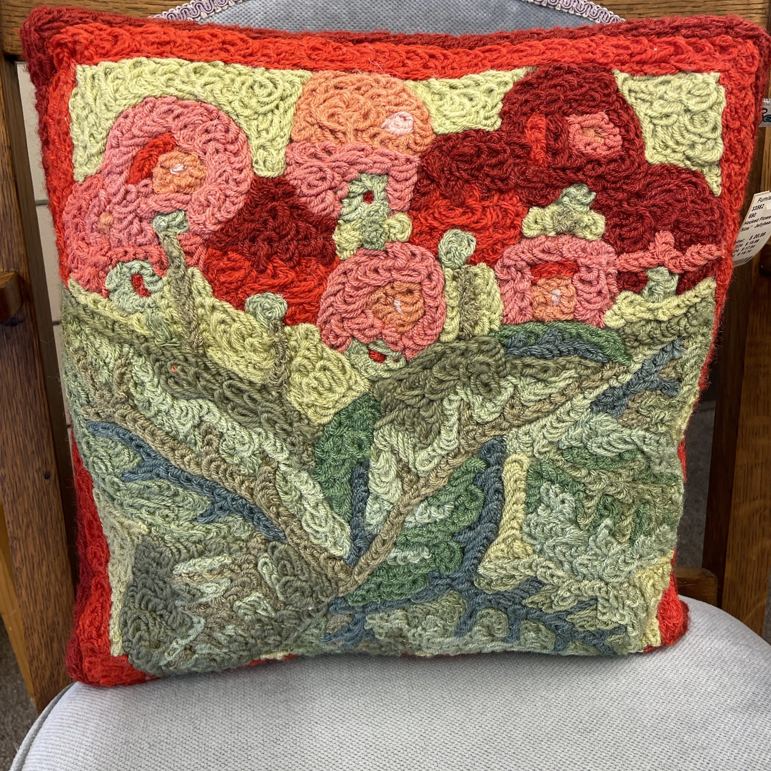 Hooked Floral Pillow