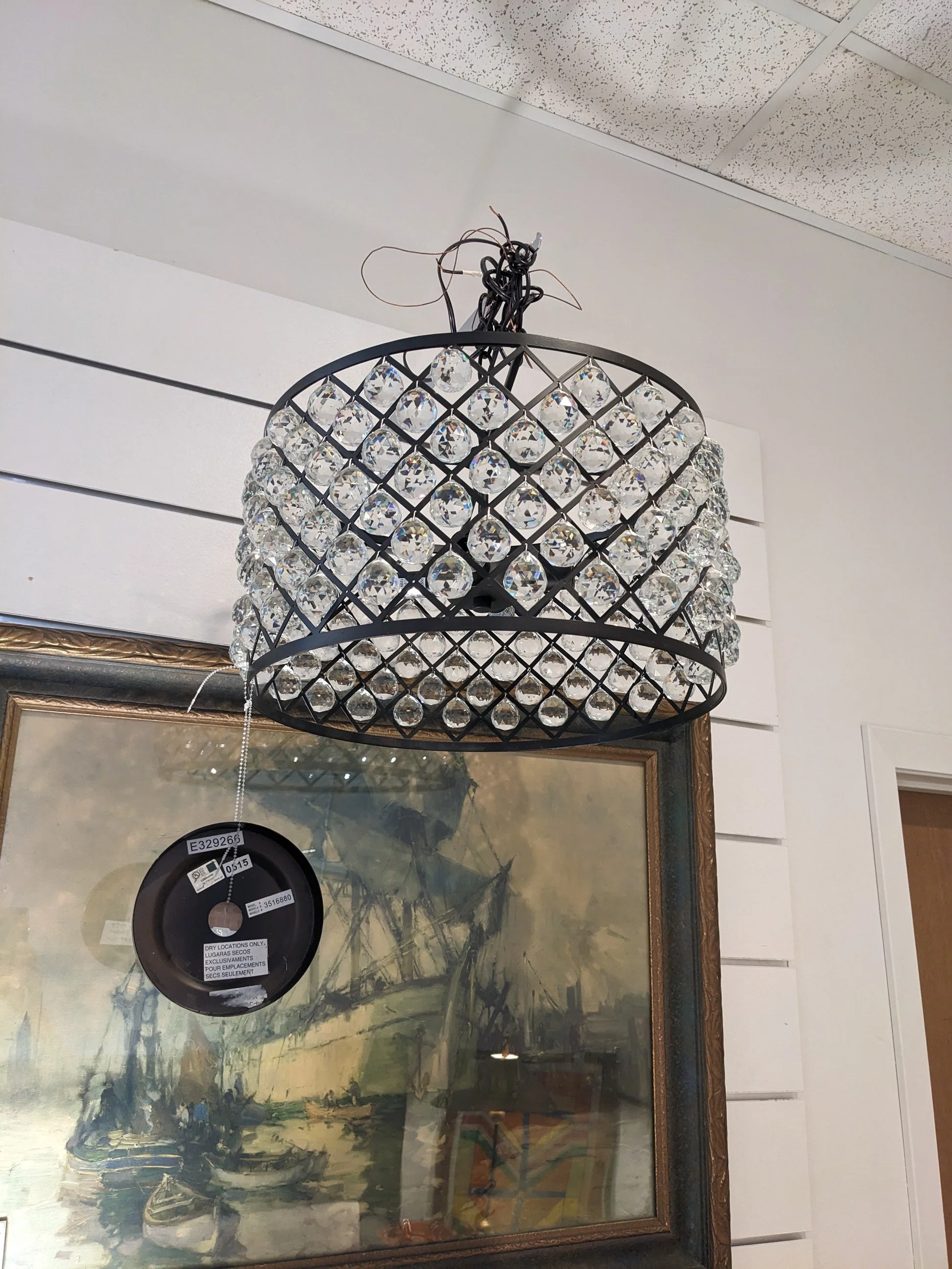 4-Light Crystal Drop Drum Shade Chandelier