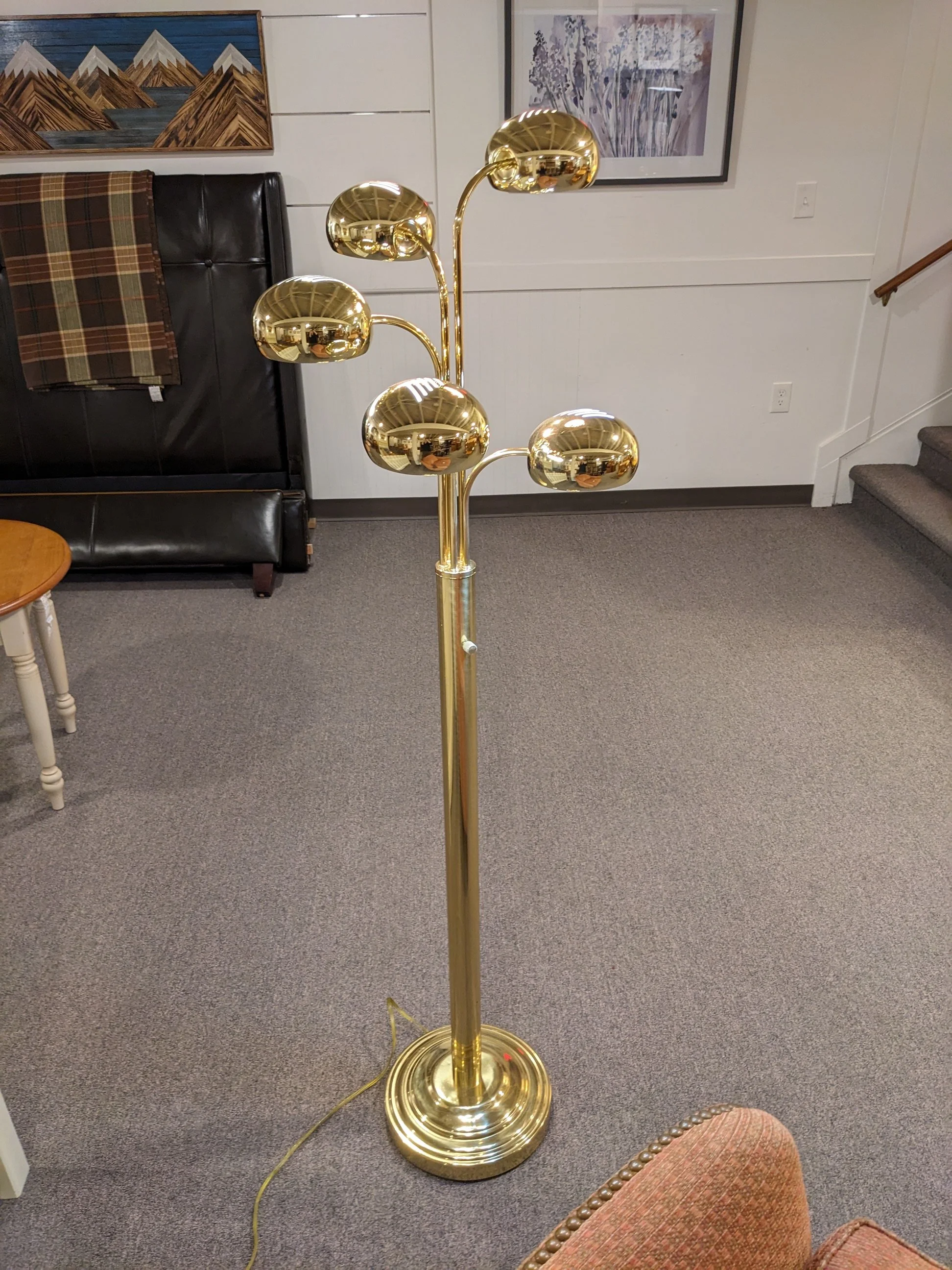 5-Arm Brass Eyeball/Orb Floor Lamp