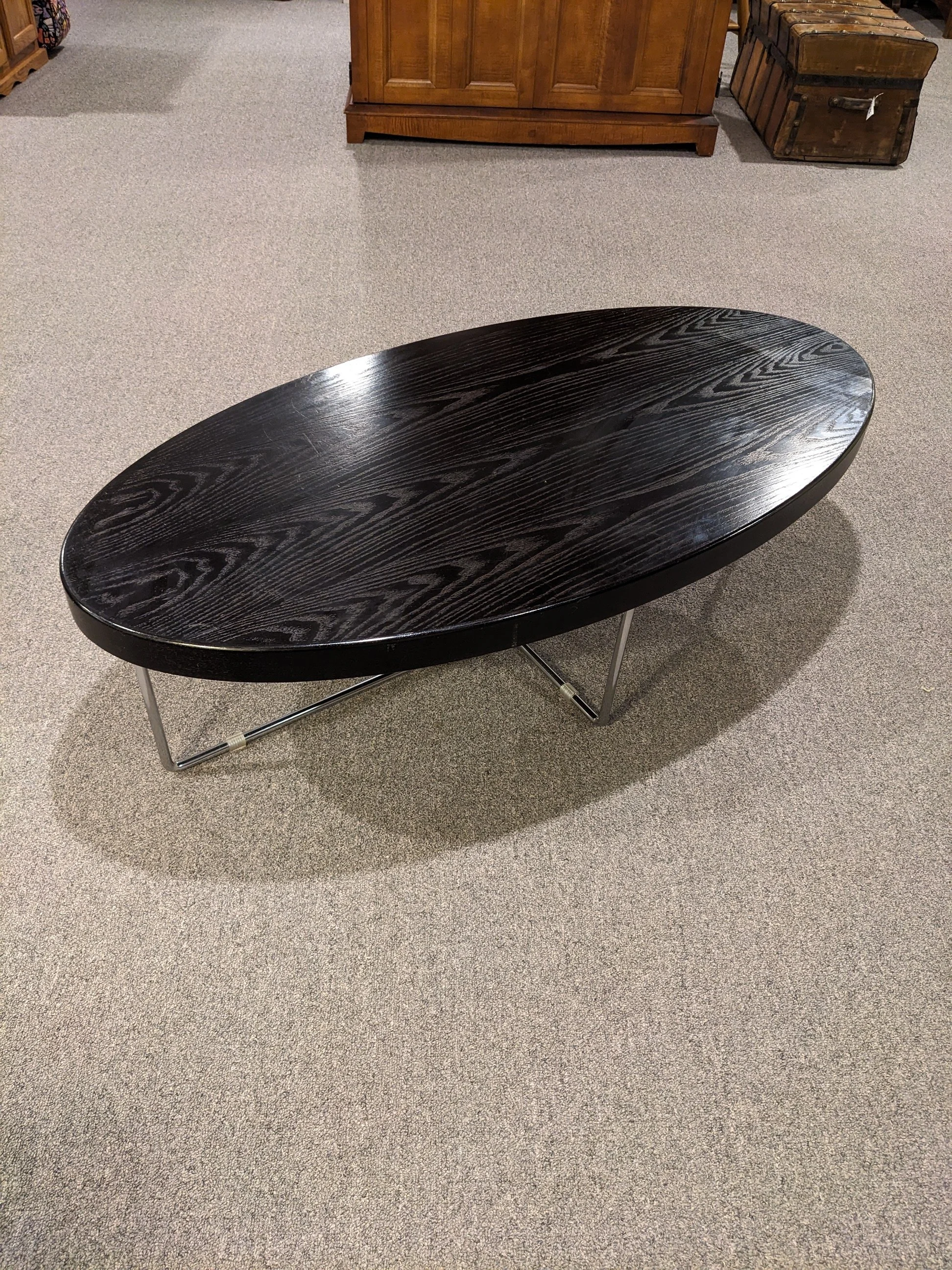 Modern Oval Black &amp; Chrome Coffee Table