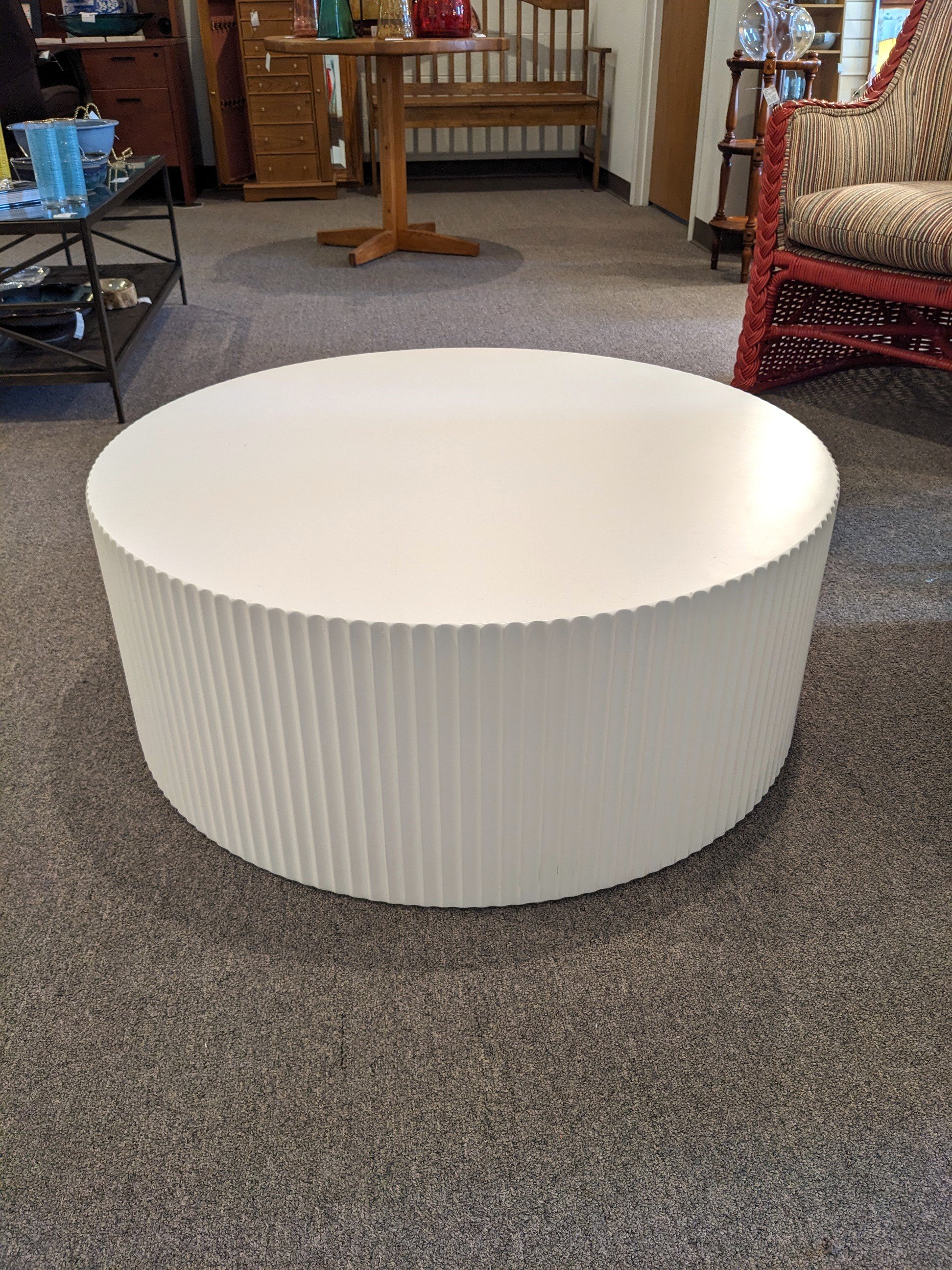"Bloxon" White Drum Coffee Table