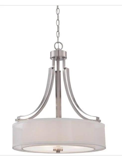 Brushed Nickel 3-Light Pendant Chandelier