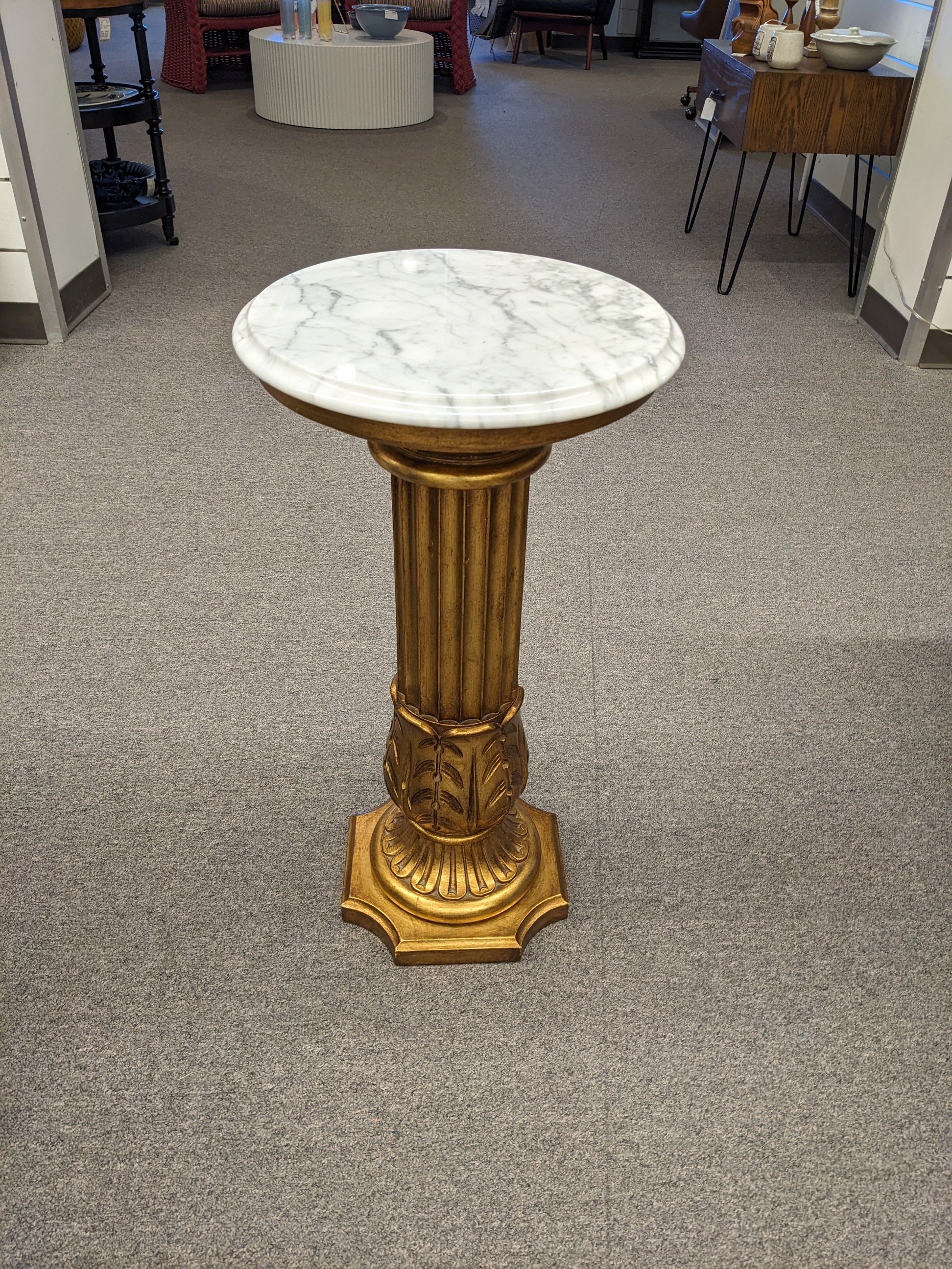 Italian Fluted Marble Pedestal Stand
