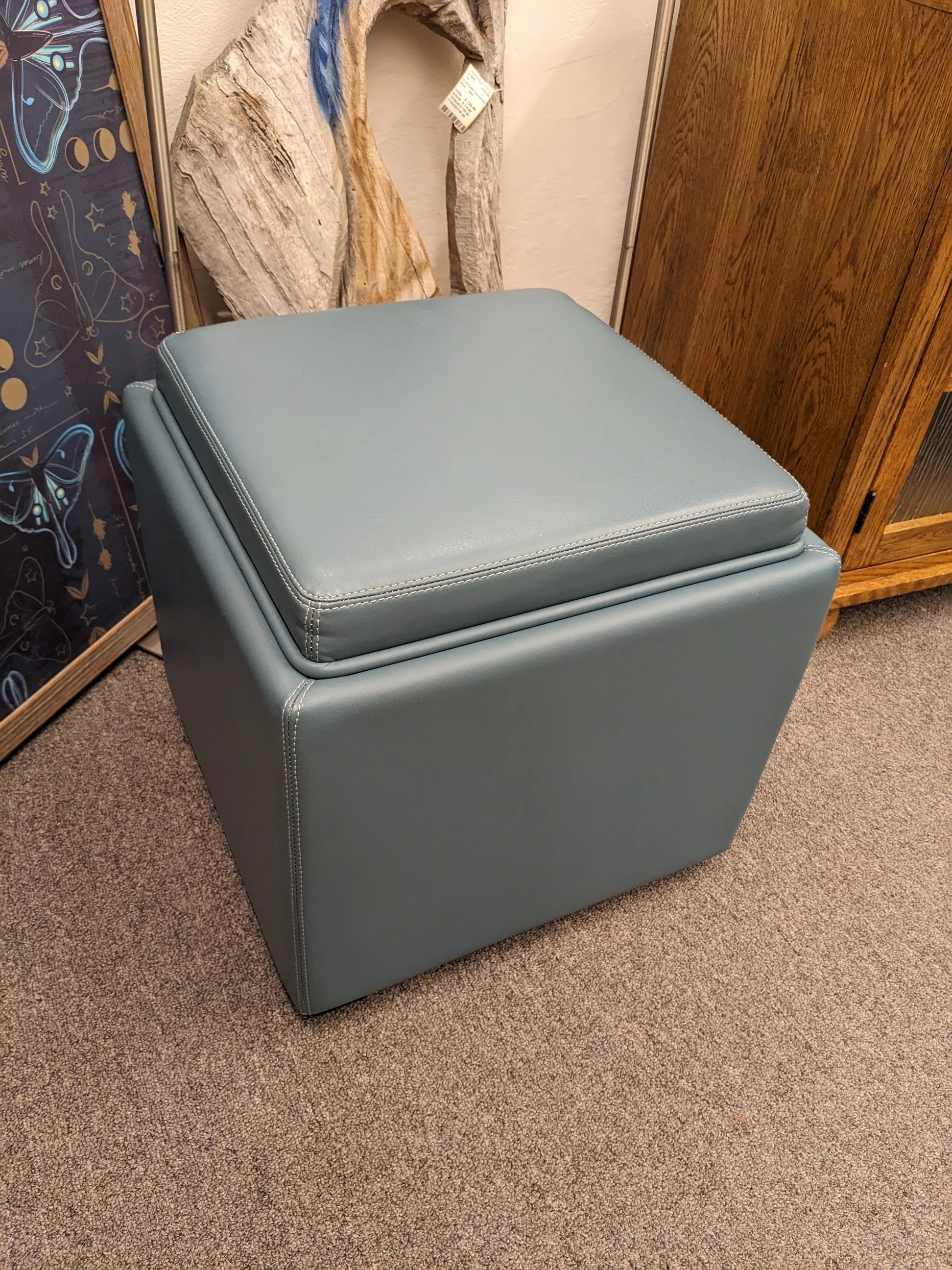 Crate &amp; Barrel Ocean Blue Storage Ottoman