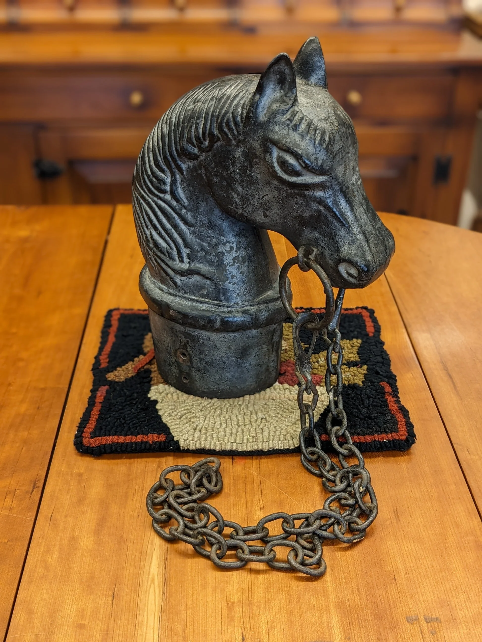 RARE Double Ring Horse Head Hitching Post