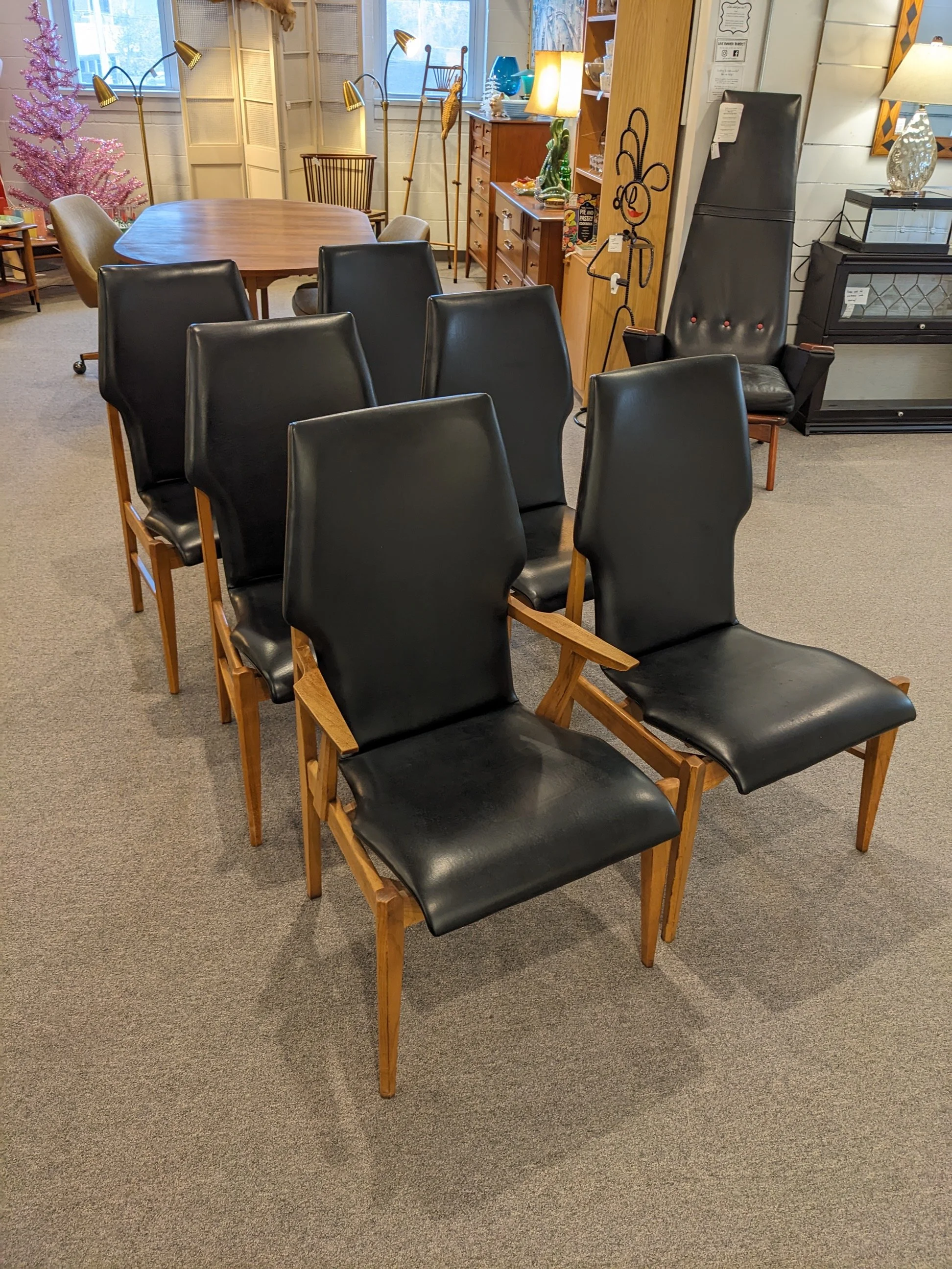 6-Piece Lane Walnut Upholstered Dining Chairs