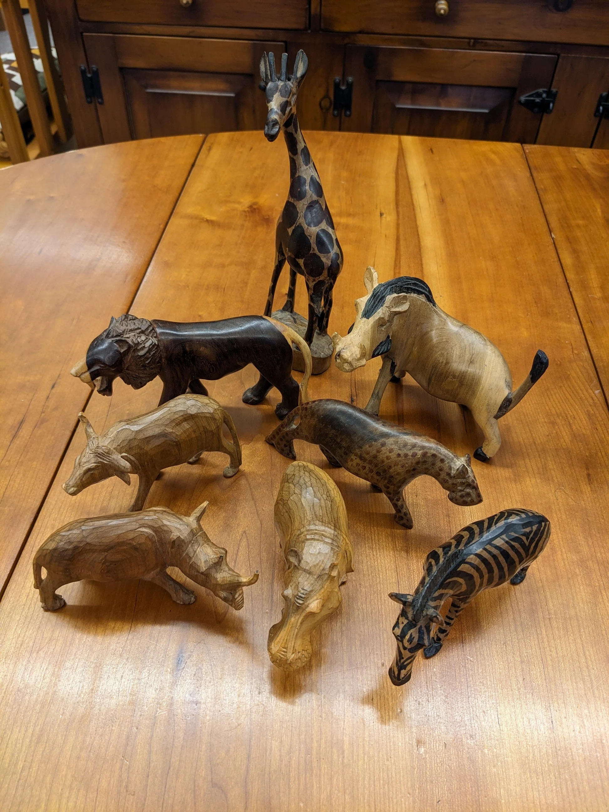 Lot of 8 Wood-Carved Animals
