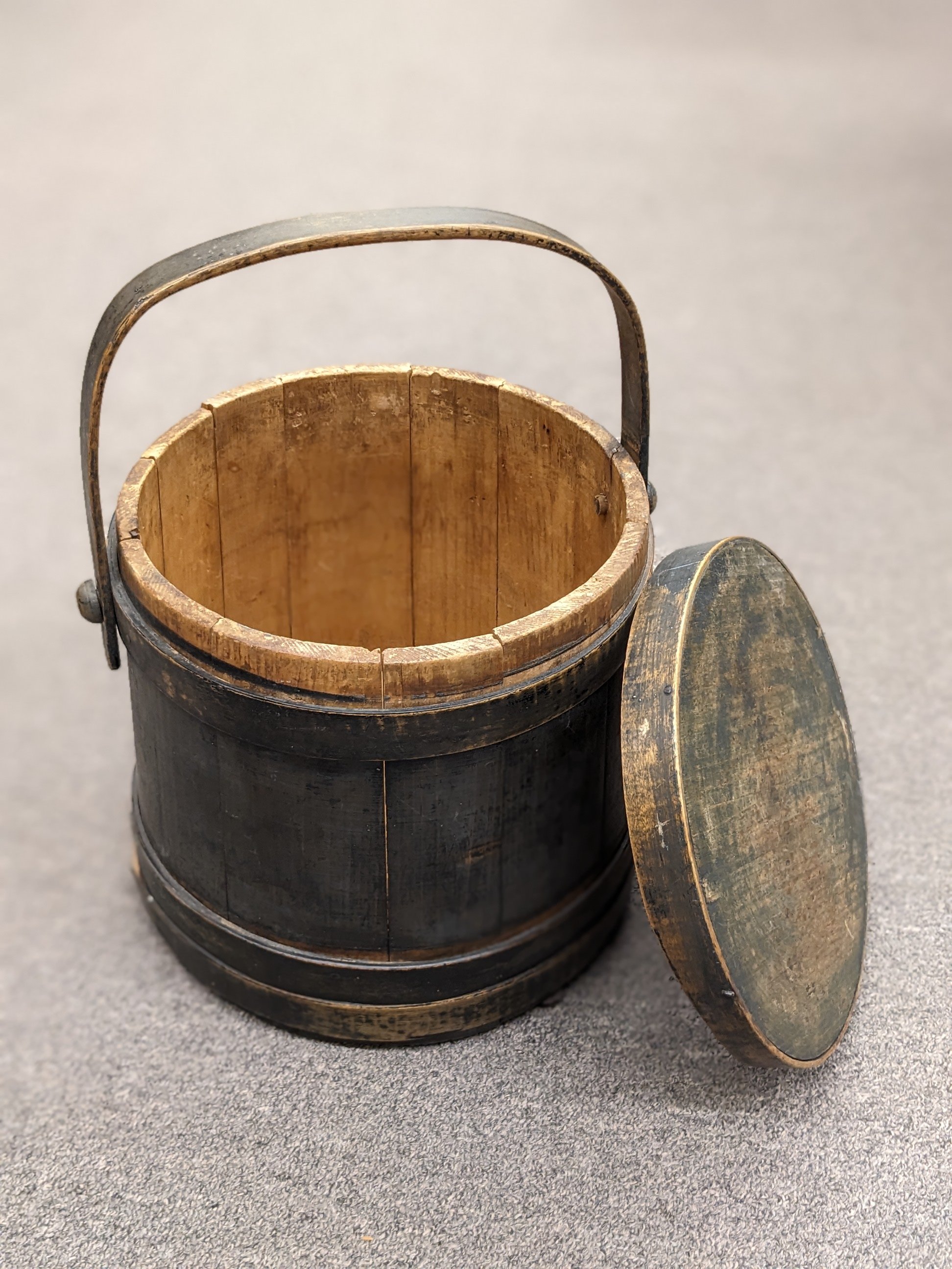Primitive Painted Black Firkin Bucket