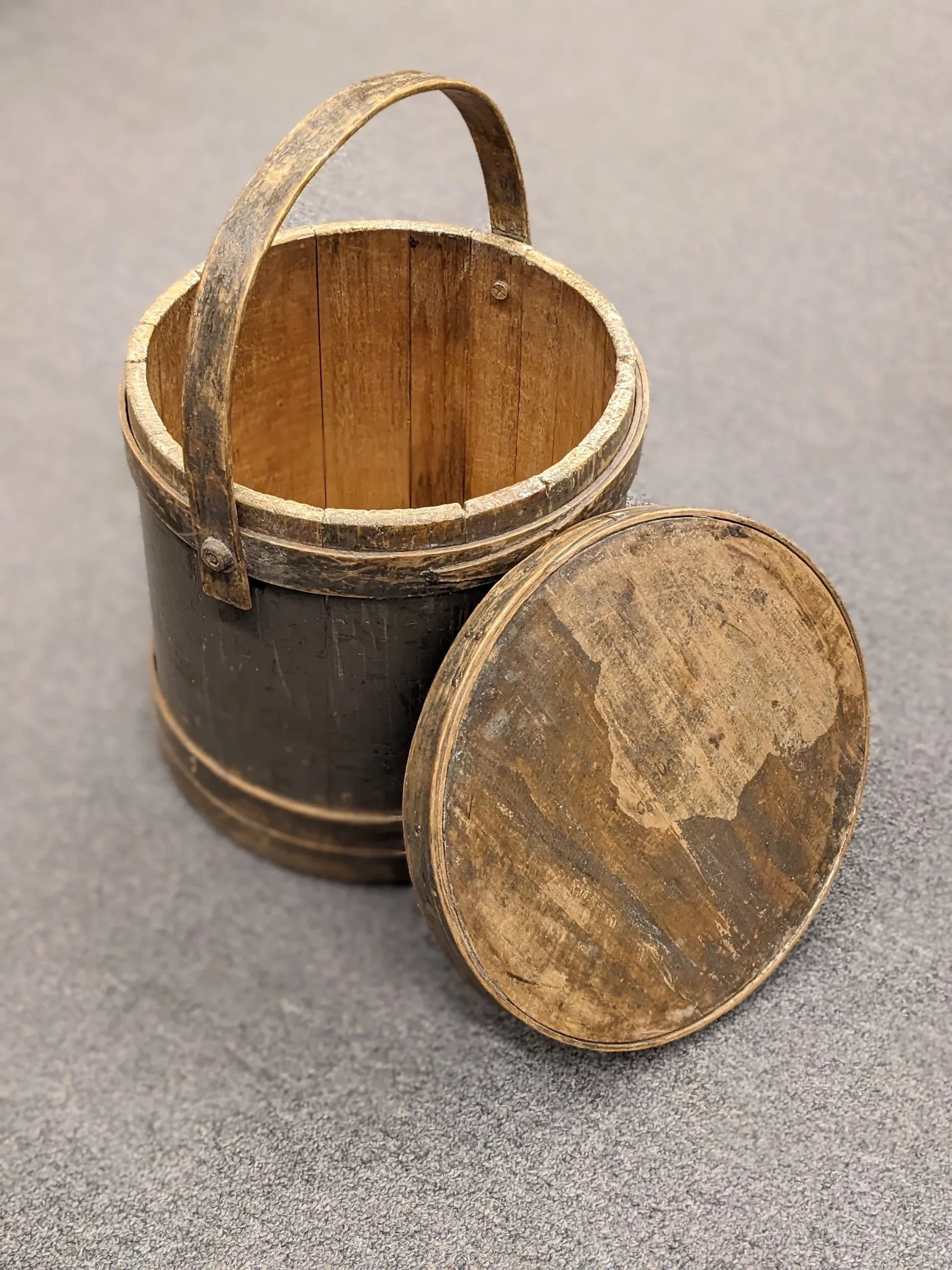 Primitive Light Wood Firkin Bucket