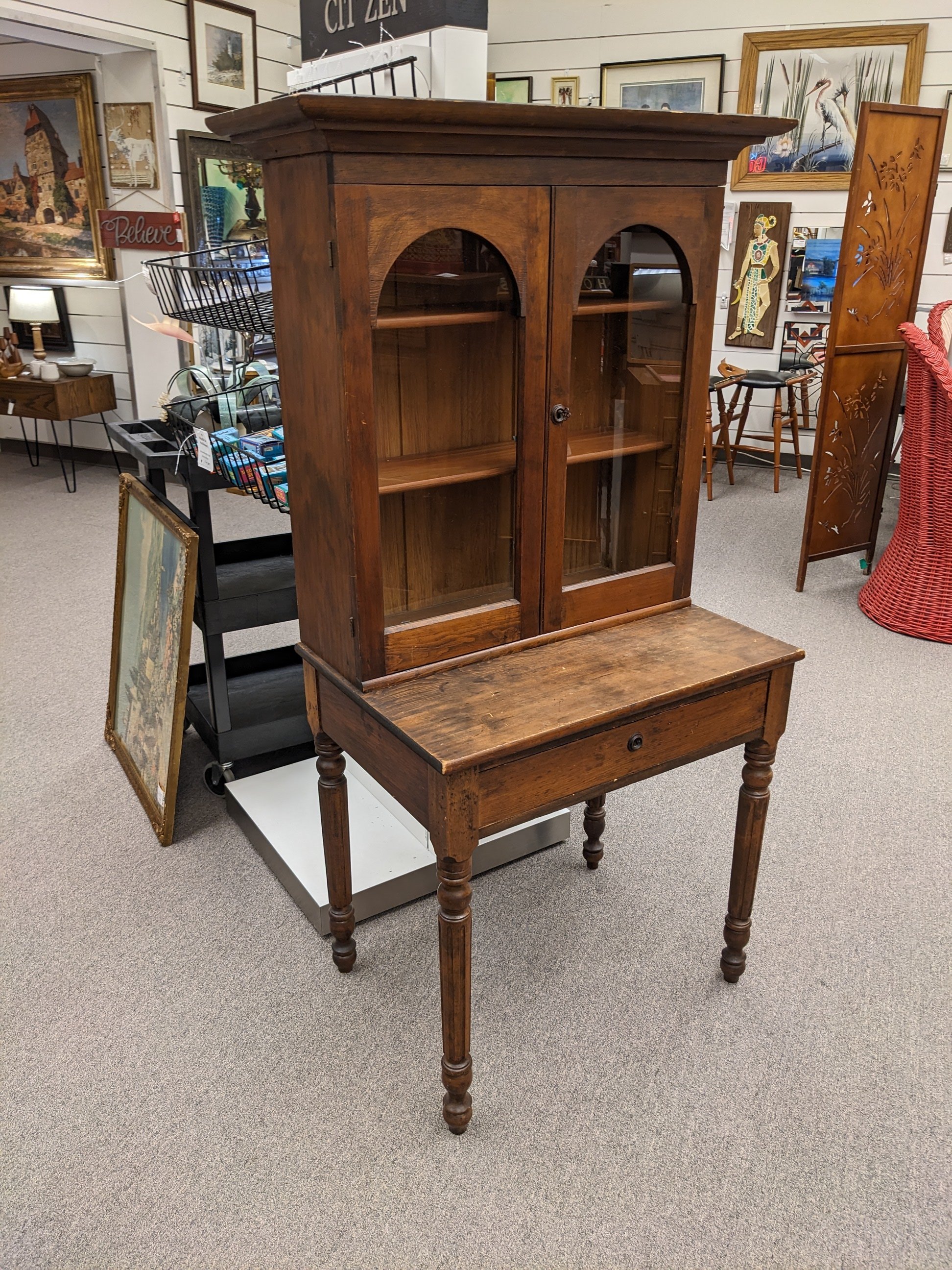 Petite Primitive Step-Back Cupboard