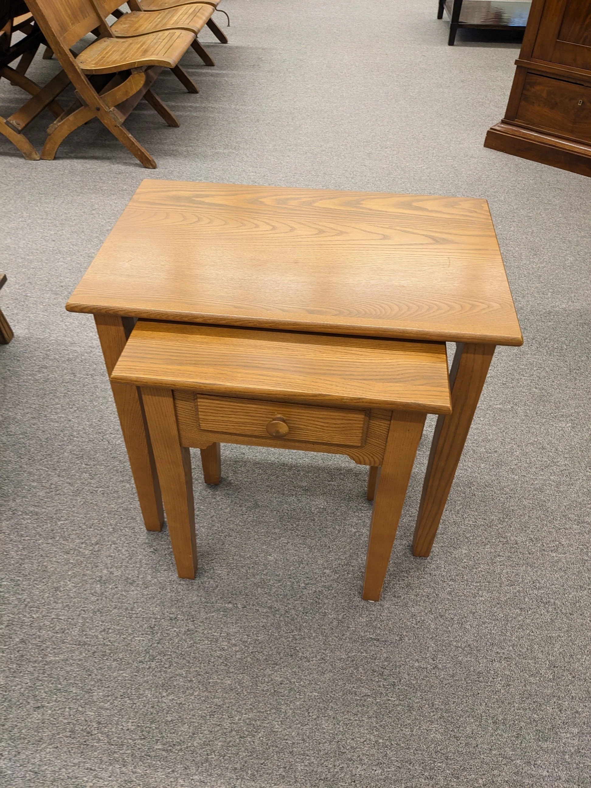 Shaker-Style Oak Nesting Table Pair