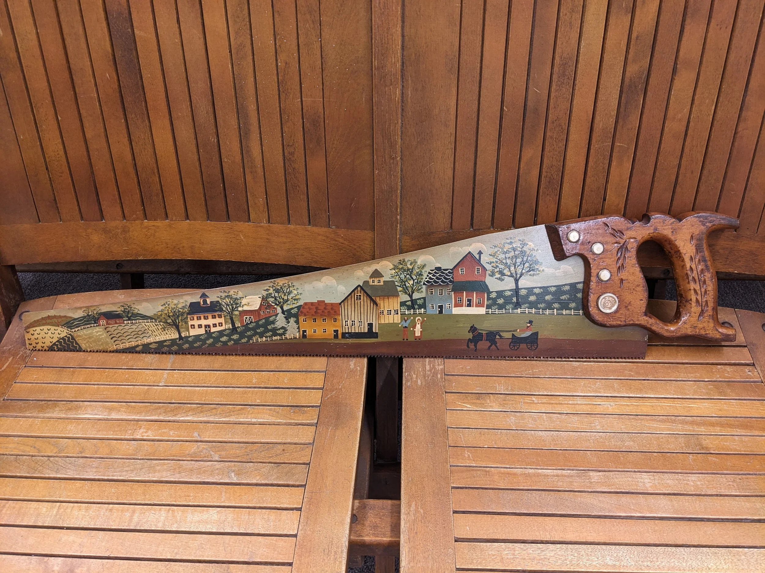 Hand-Painted Folk Art Disston Saw