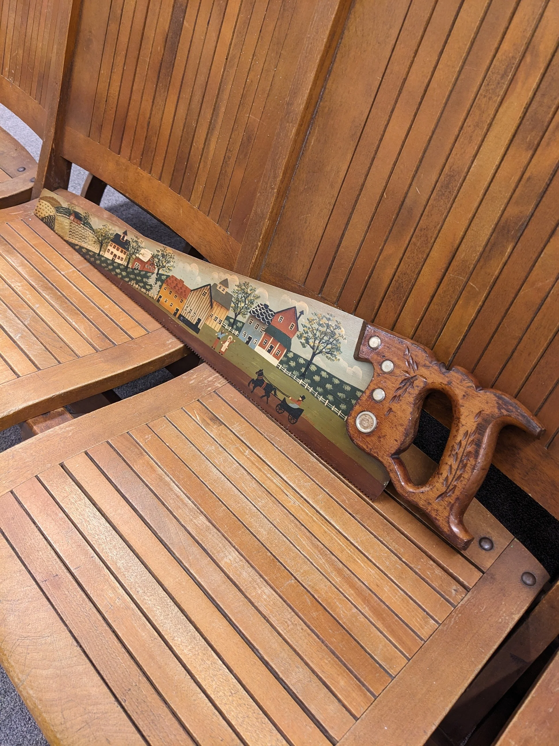 Hand-Painted Folk Art Disston Saw