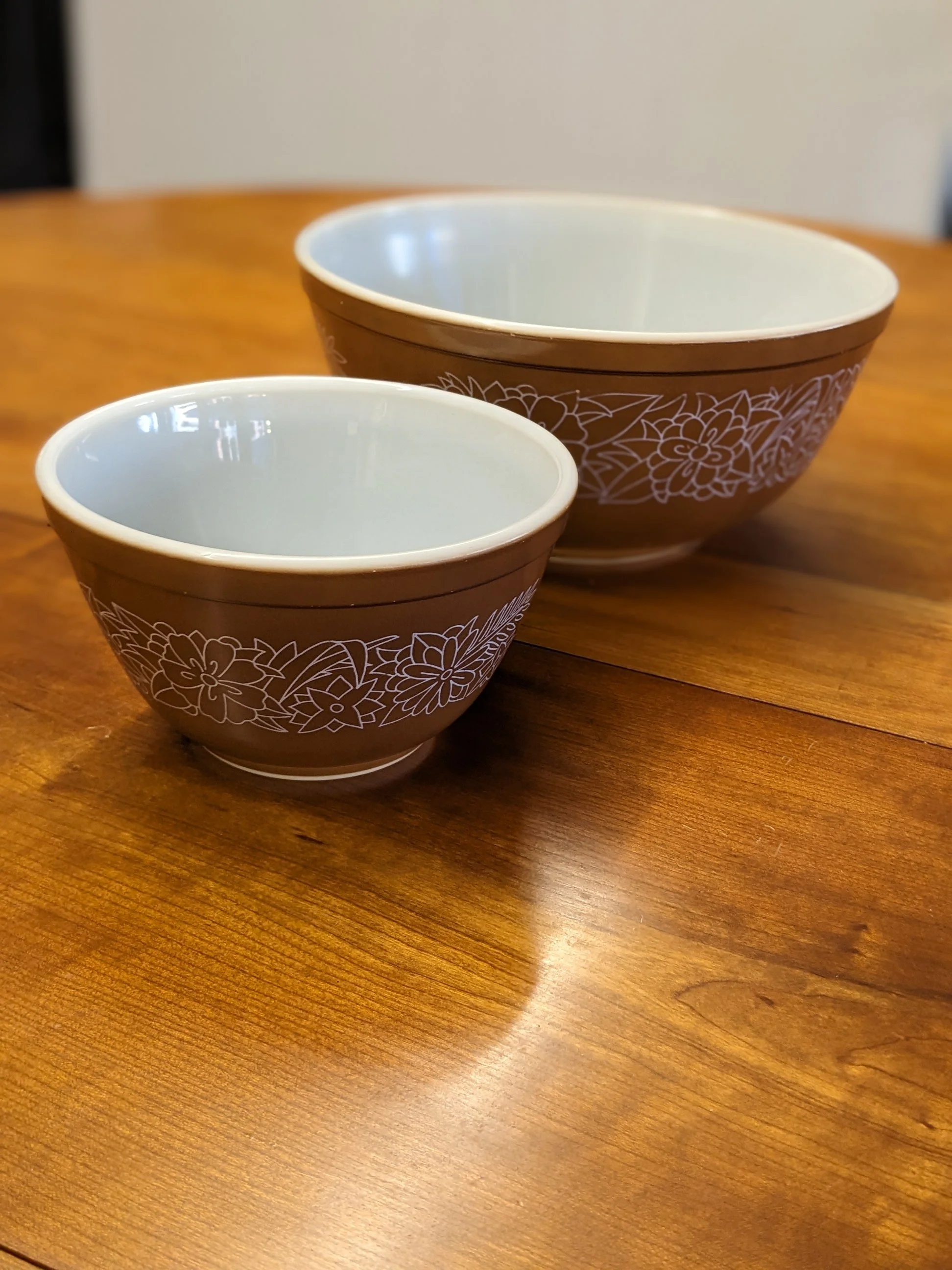 Pair Pyrex Woodland Mixing Bowls