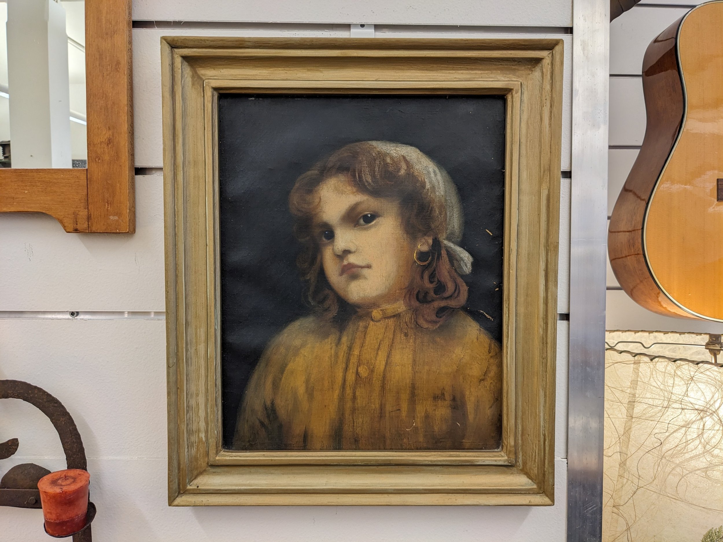 Antique European Oil Portrait of a Child
