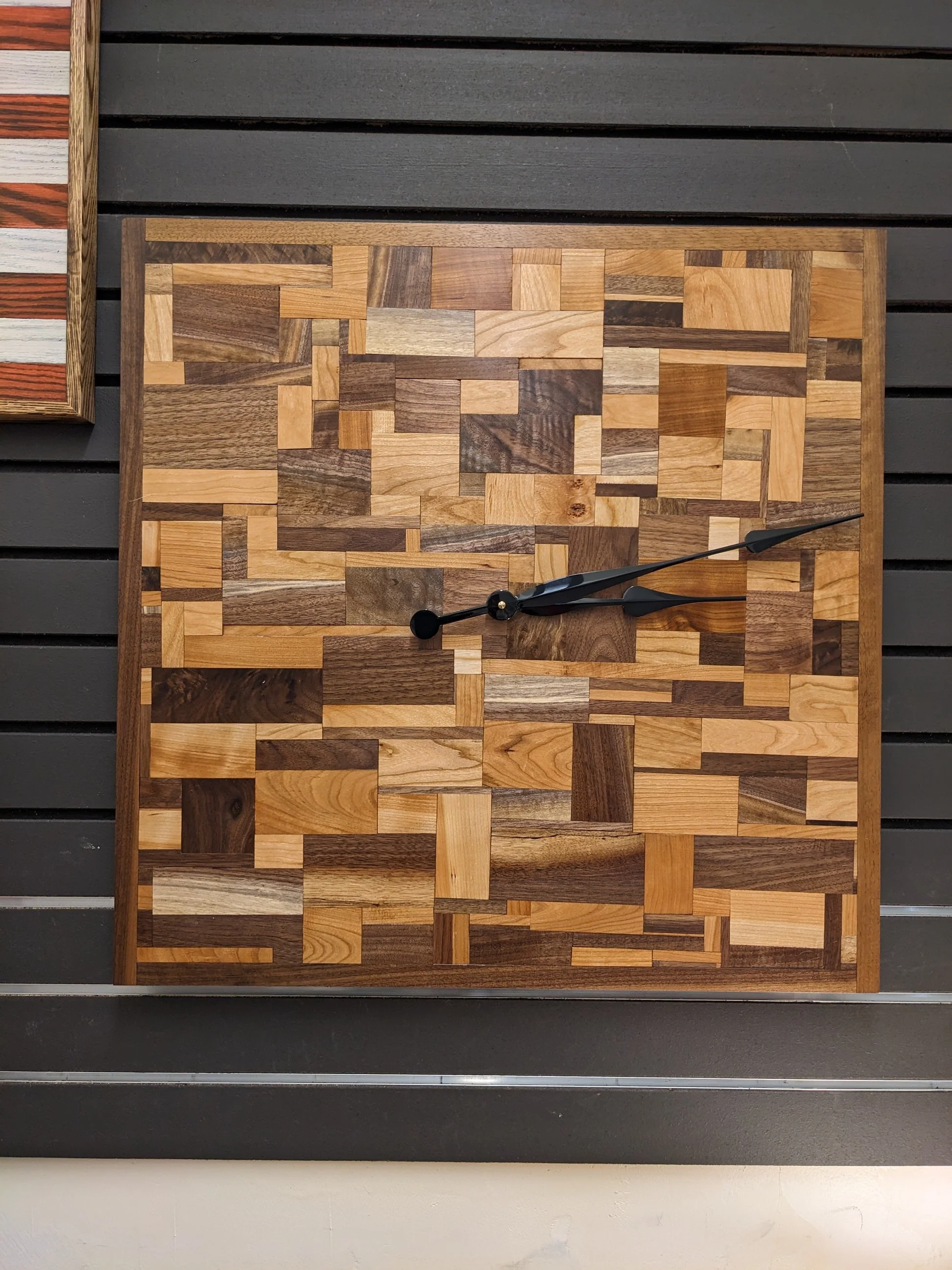 Artisan Cherry &amp; Walnut Mosaic Wall Clock