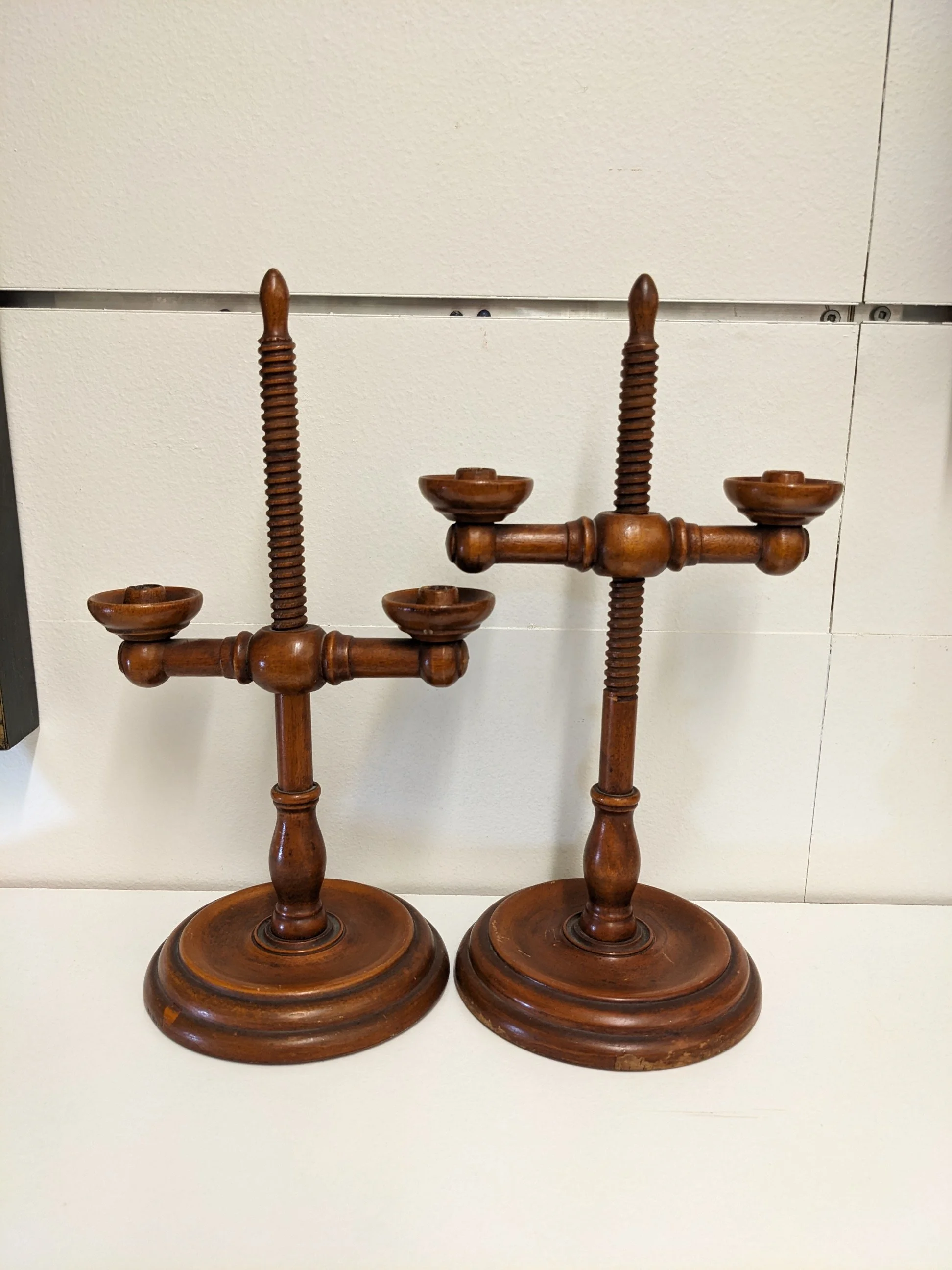 Antique Colonial Double Spiral Candleholders