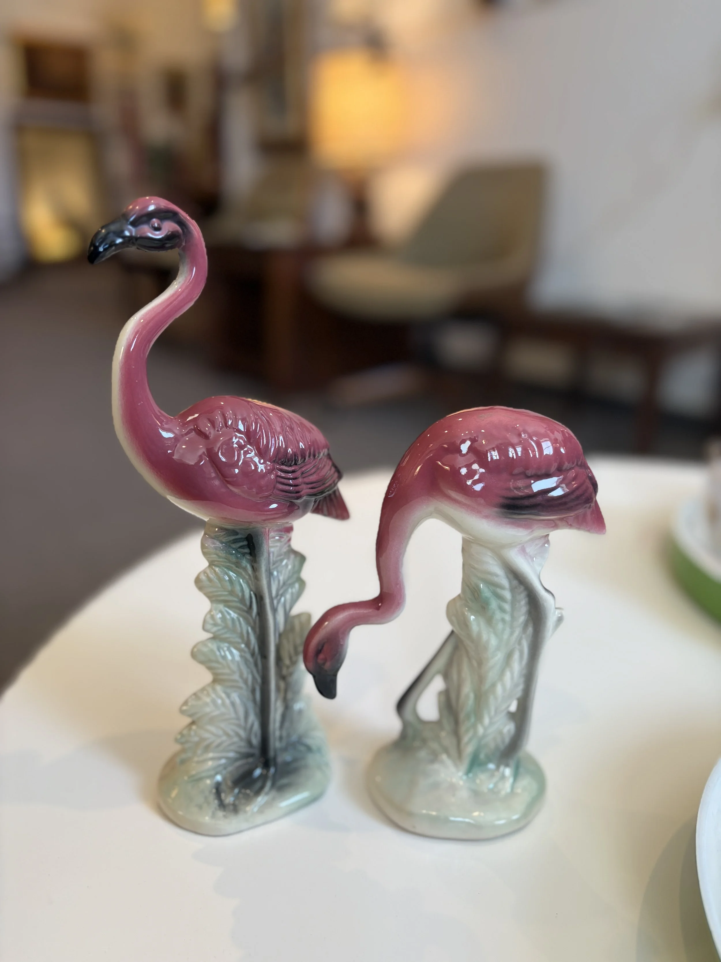 Pair MCM Flamingo Figurines