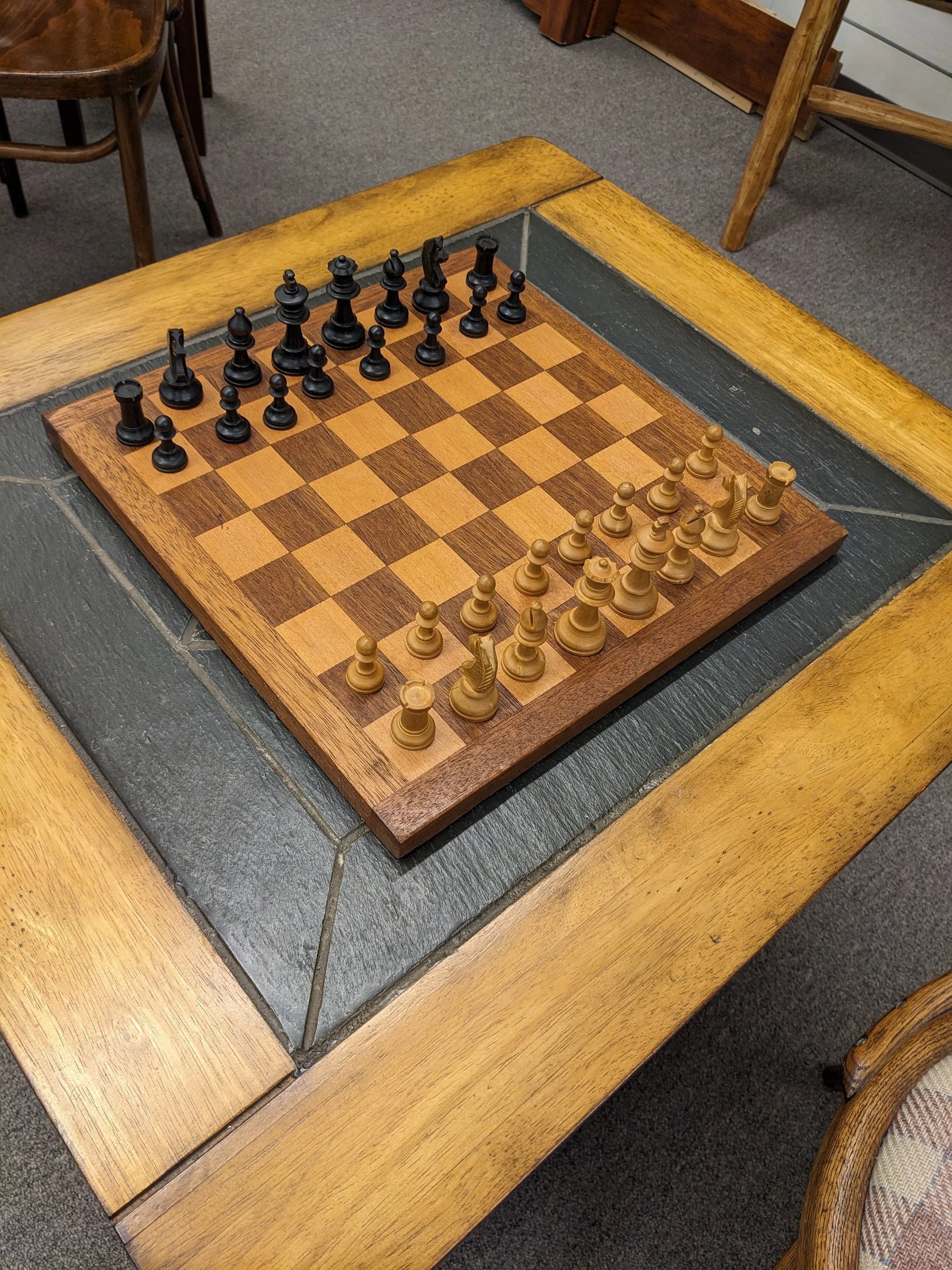 Vintage Wooden Staunton-Style Chess Set
