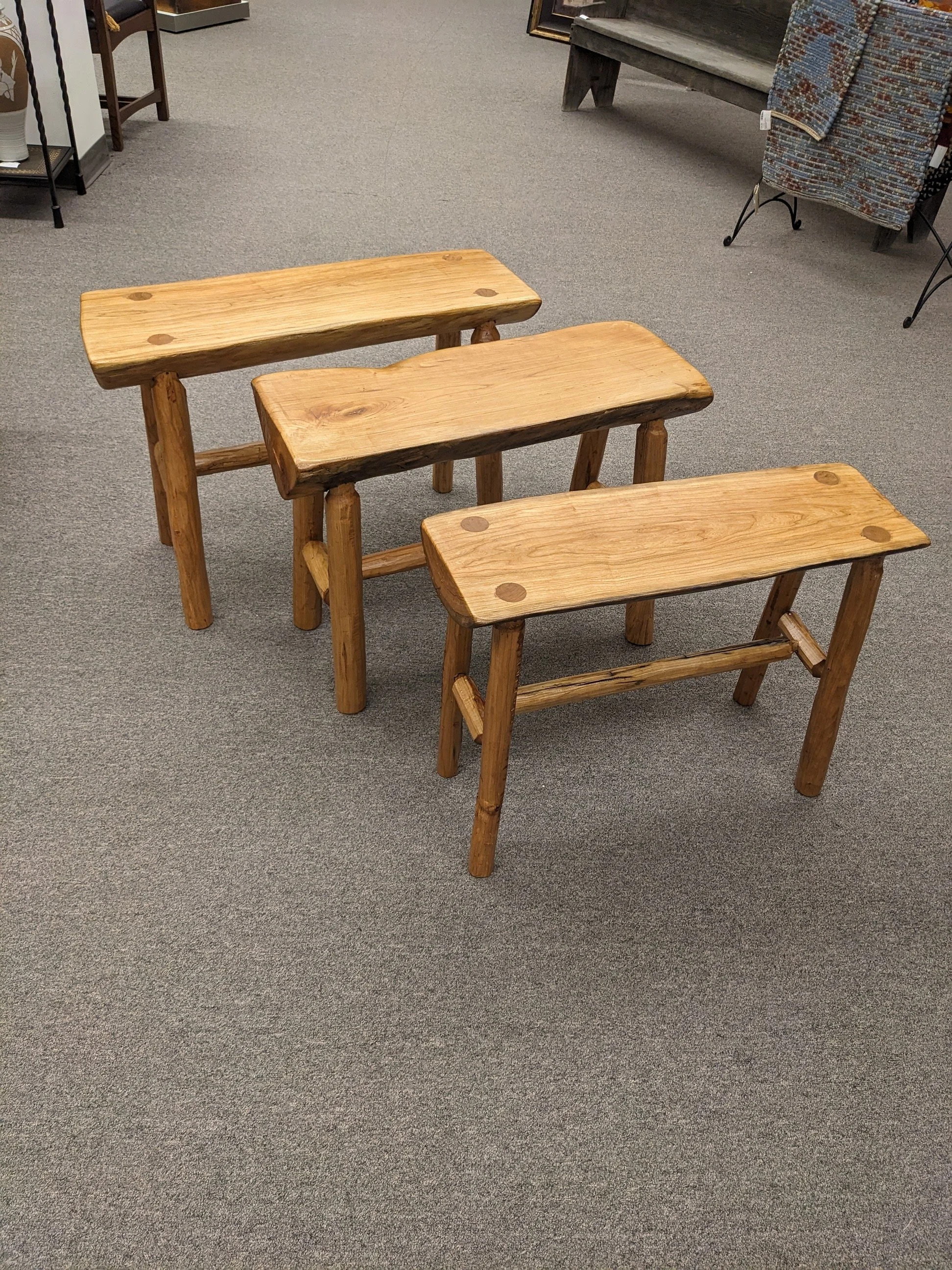 Artisan Cherry Log Benches