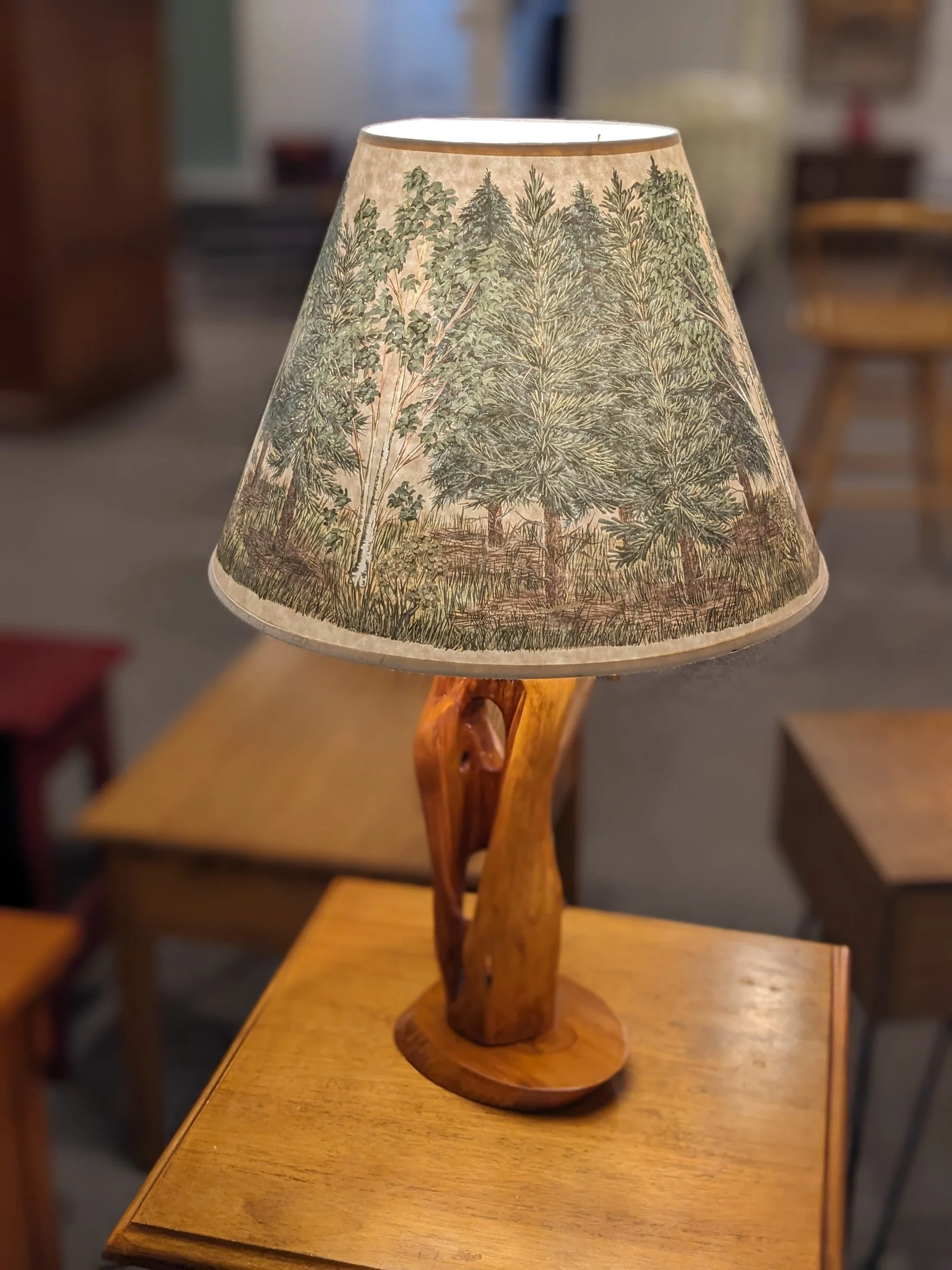 Sculptural Wood Table Lamp