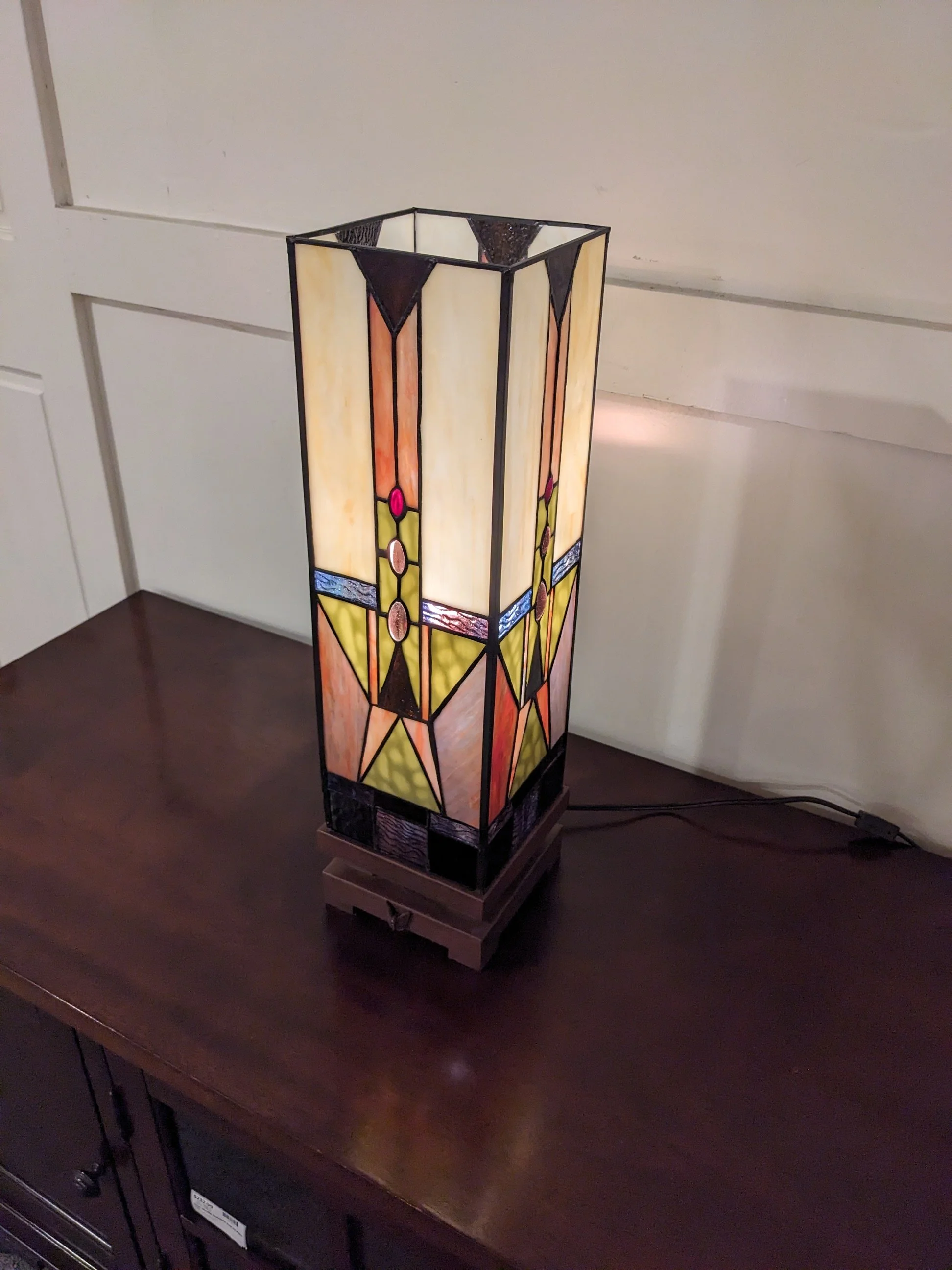Colour Creations Pillar Stained Glass Lamp