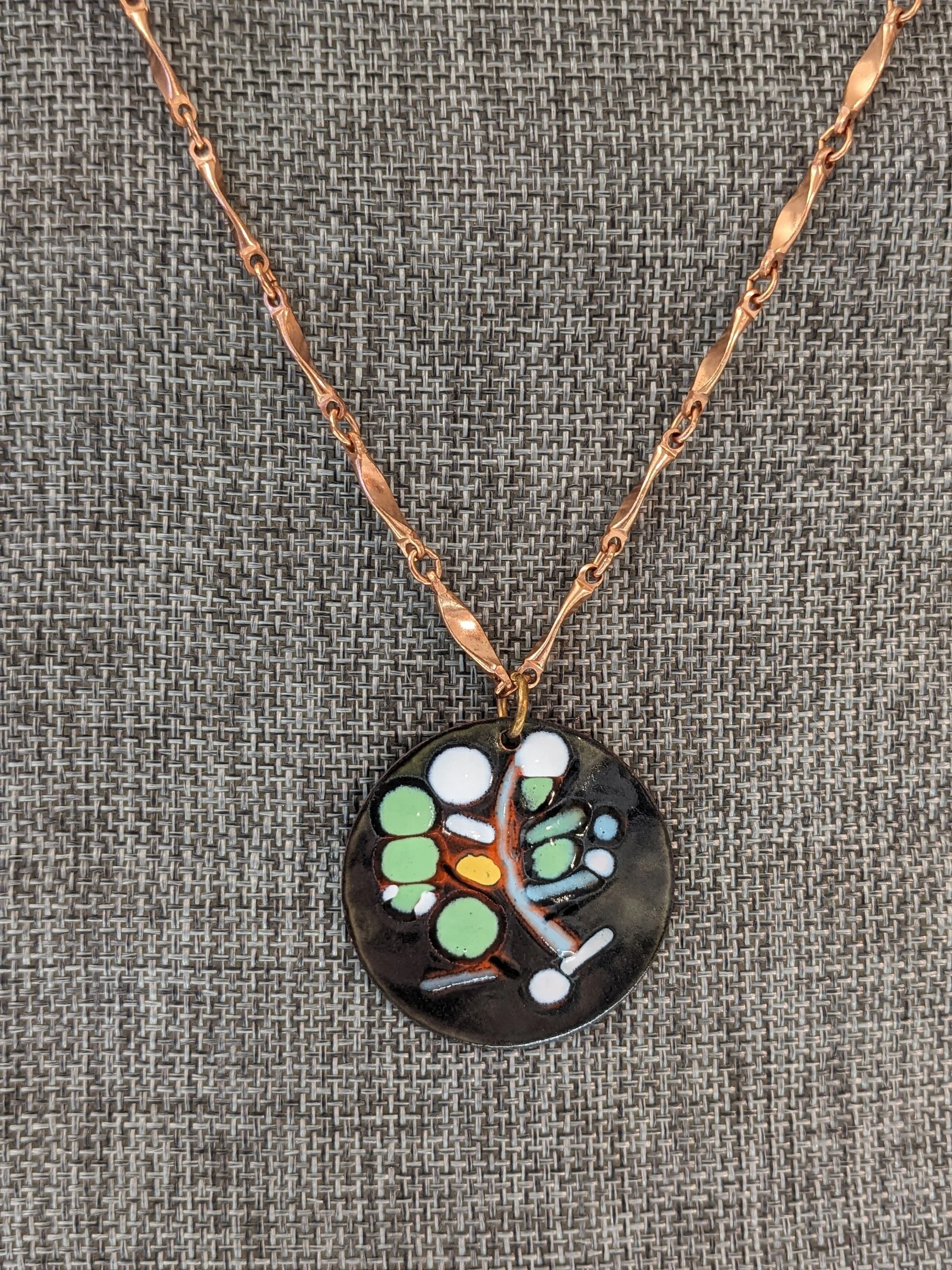Modernist Enamel &amp; Copper Necklace