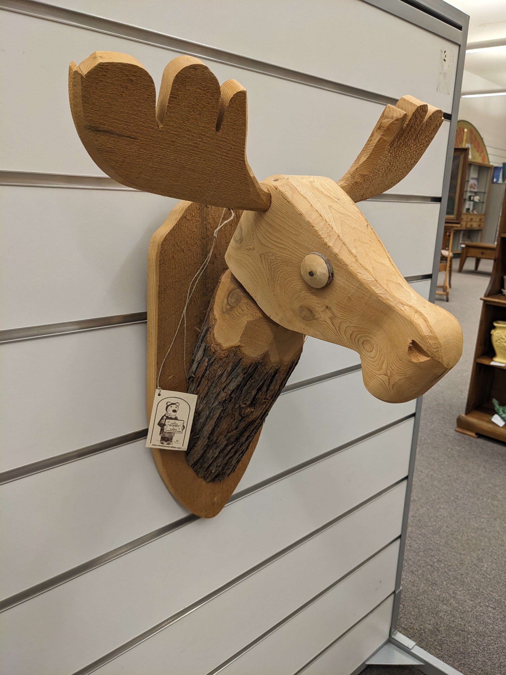Rustic Wood-Carved Moose Wall Hanging