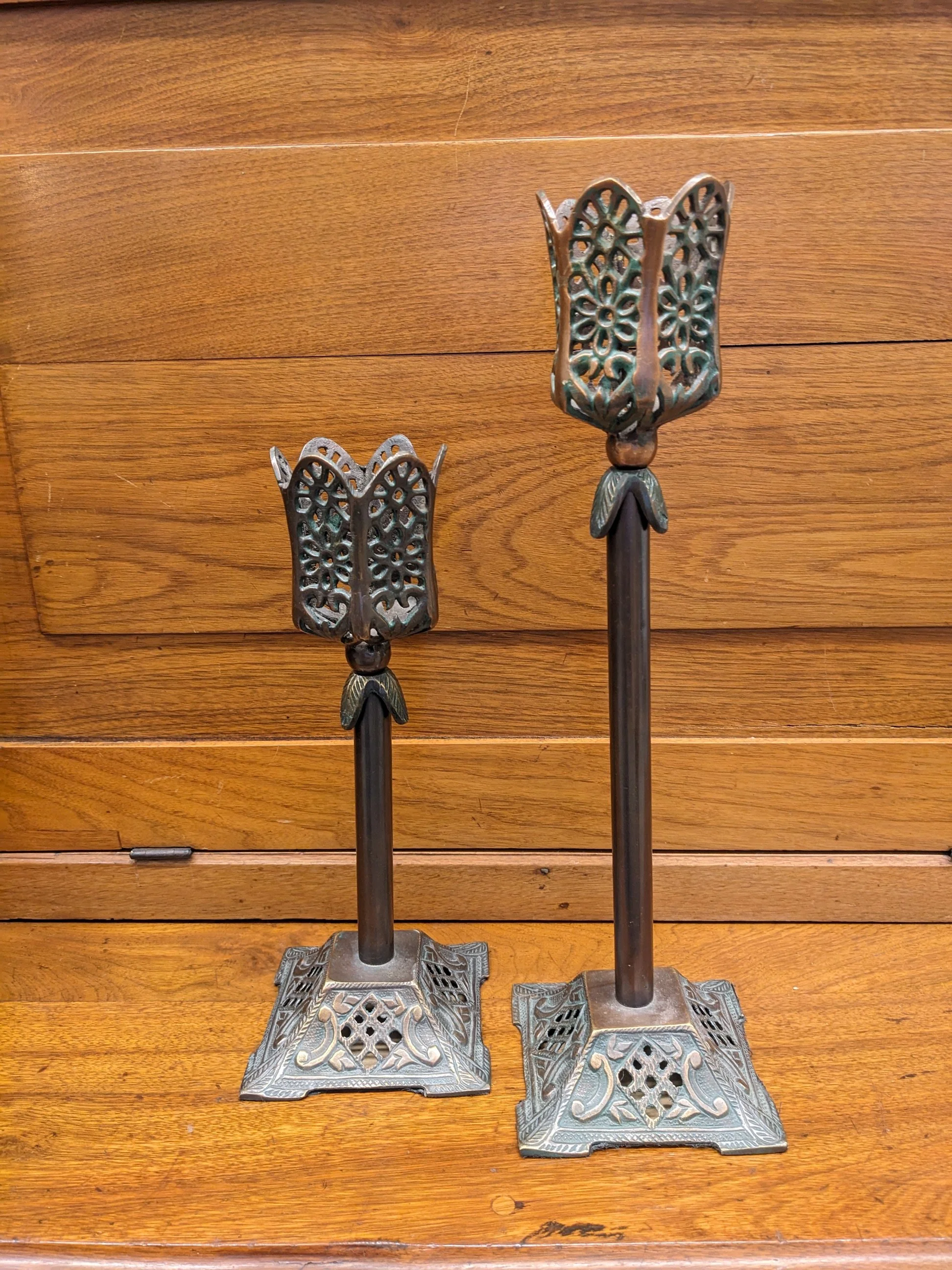 Pair of Gothic Floral Candle Holders