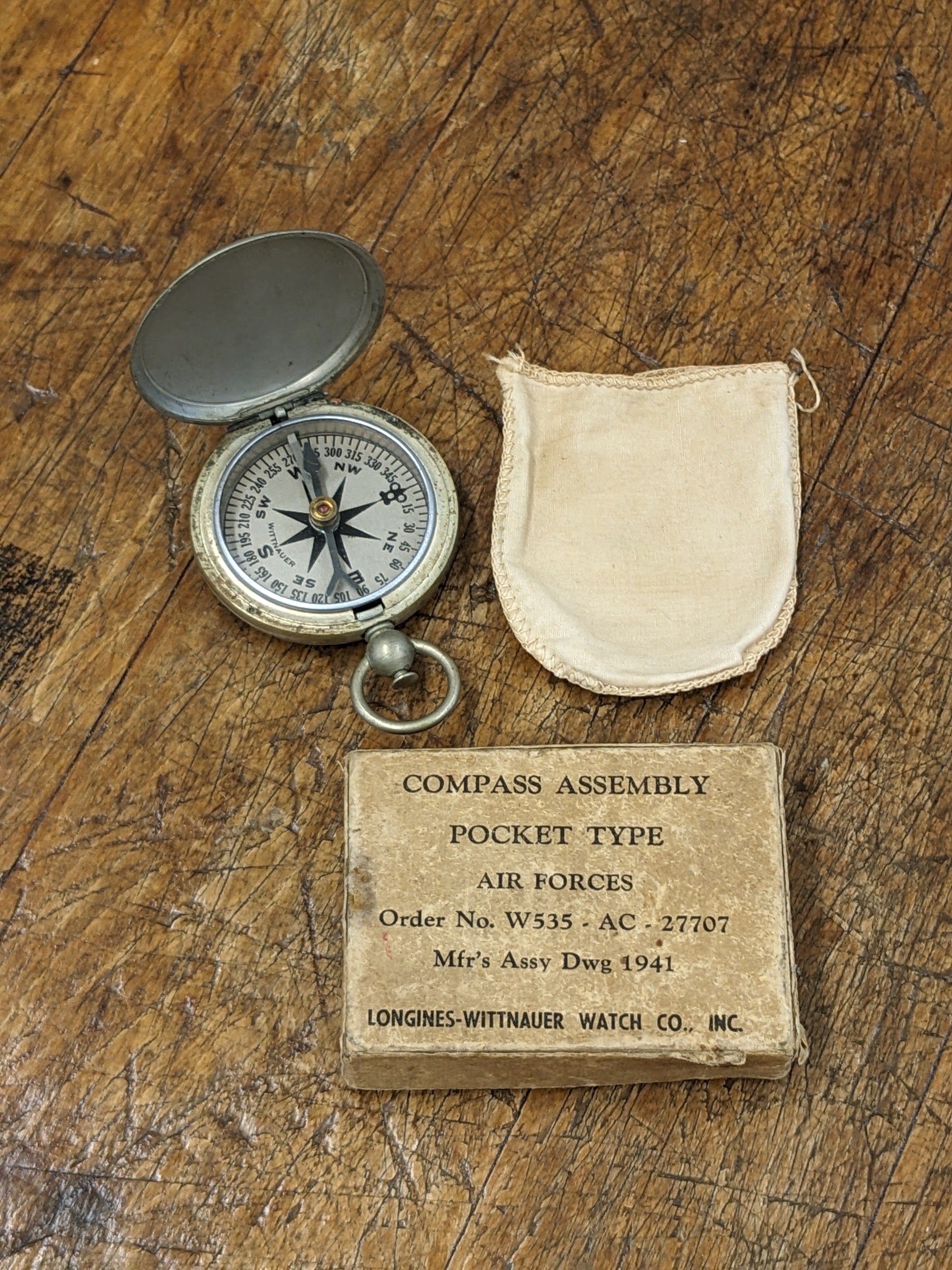 1941 WW2 US Army Air Forces Pocket Compass