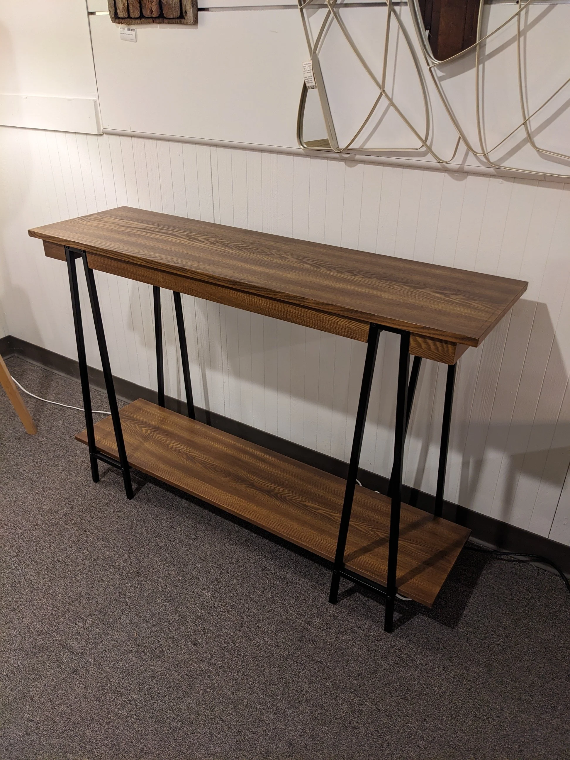 Industrial Console Table with Shelf