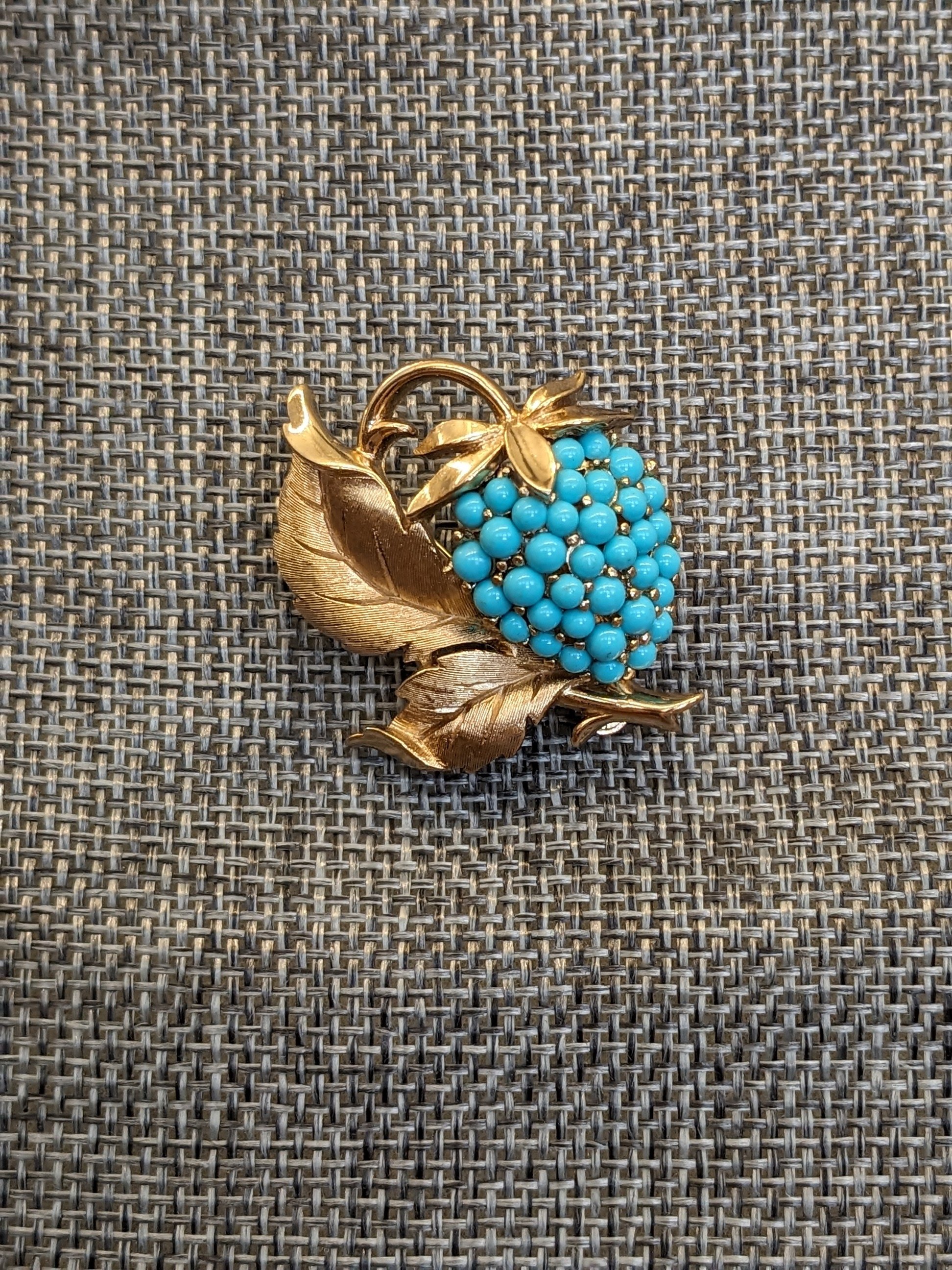 Trifari "Strawberry Fields" Turquoise Brooch