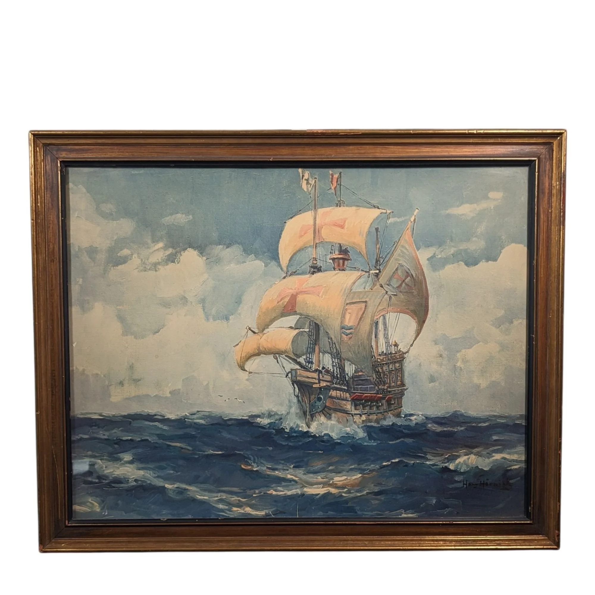 H. Hornick Maritime Galleon Textured Canvas