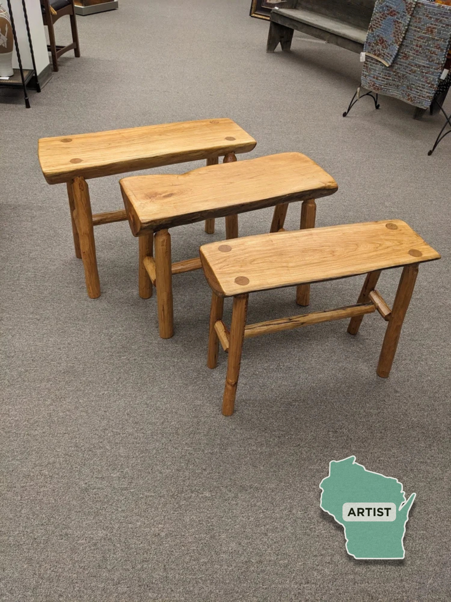 Artisan Cherry Log Benches