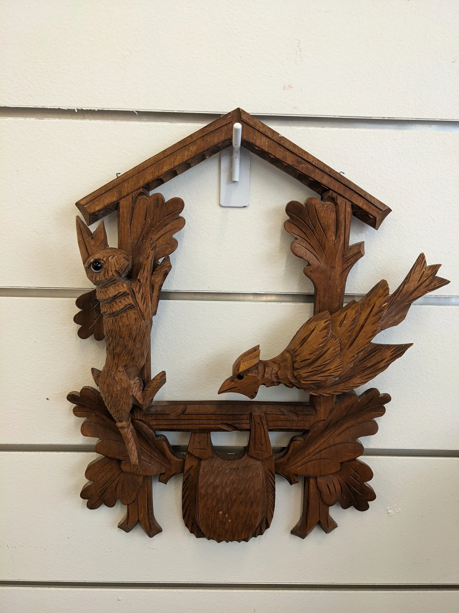 Carved Black Forest-Style Bird Wall Decor