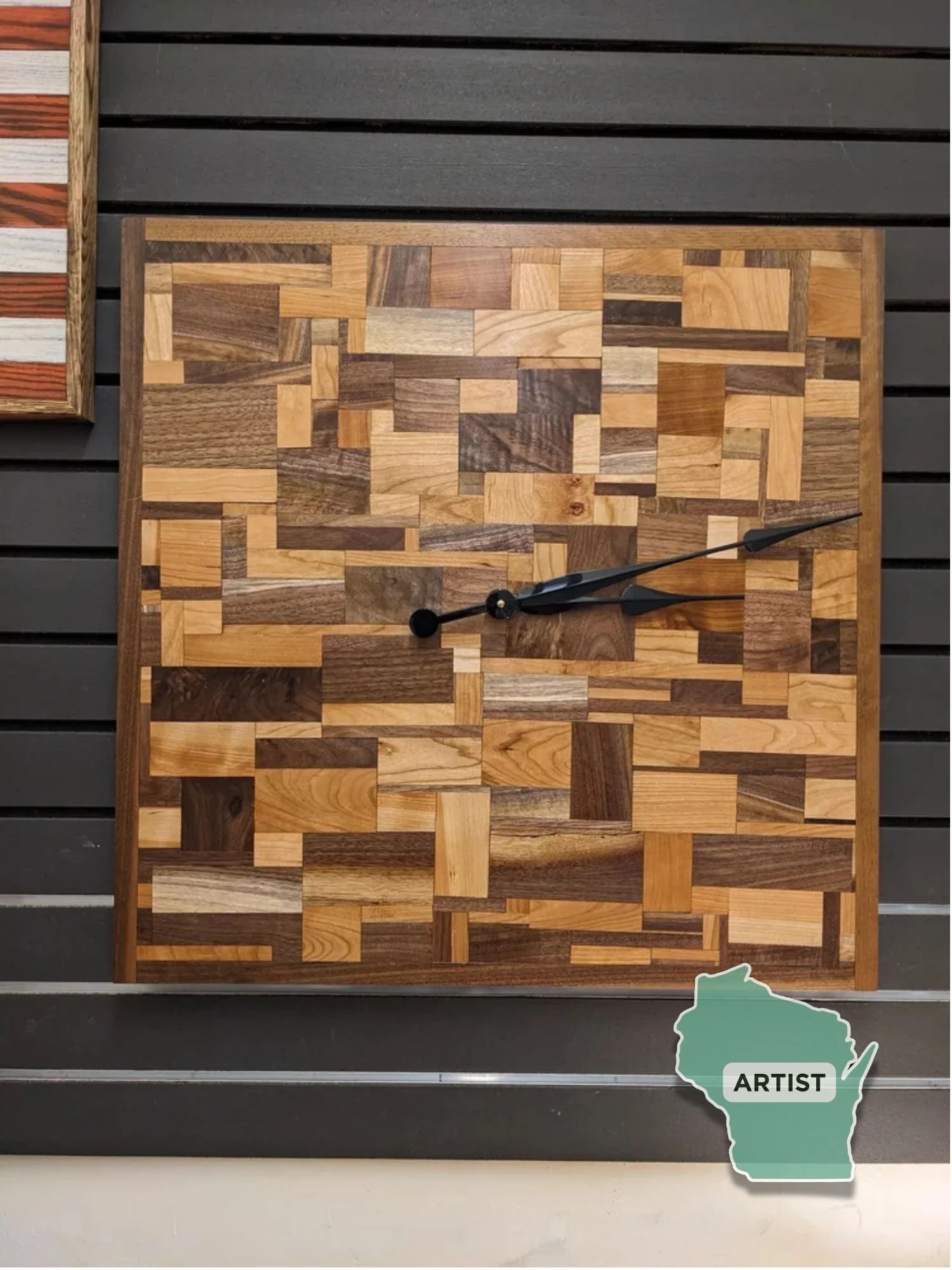 Artisan Cherry &amp; Walnut Mosaic Wall Clock