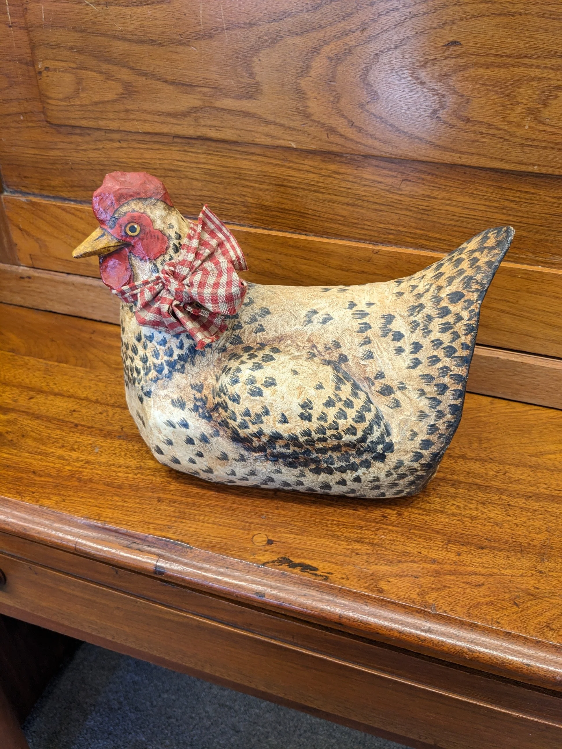 Signed Folk Art Papier-Mache Hen
