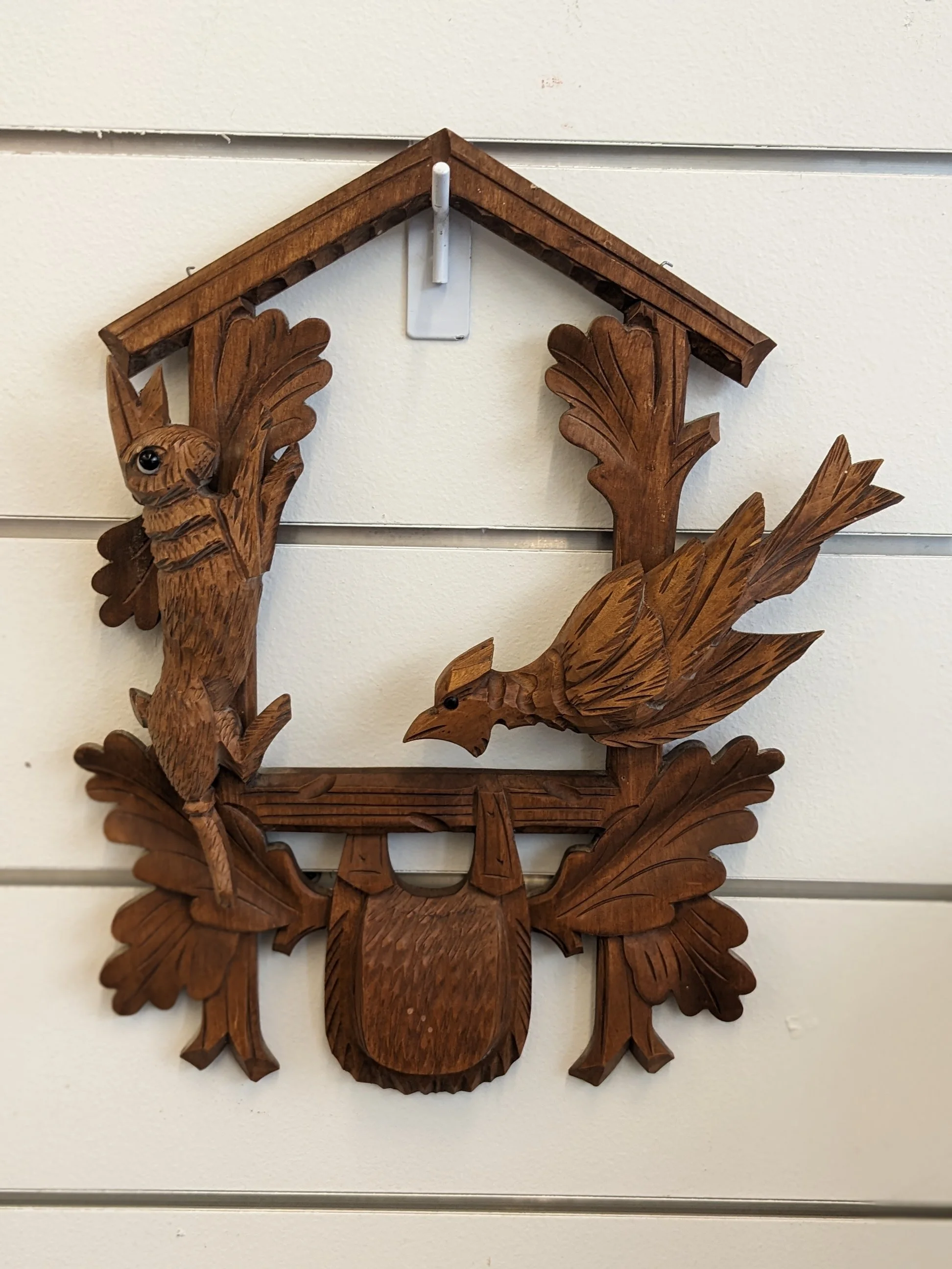 Carved Black Forest-Style Bird Wall Decor