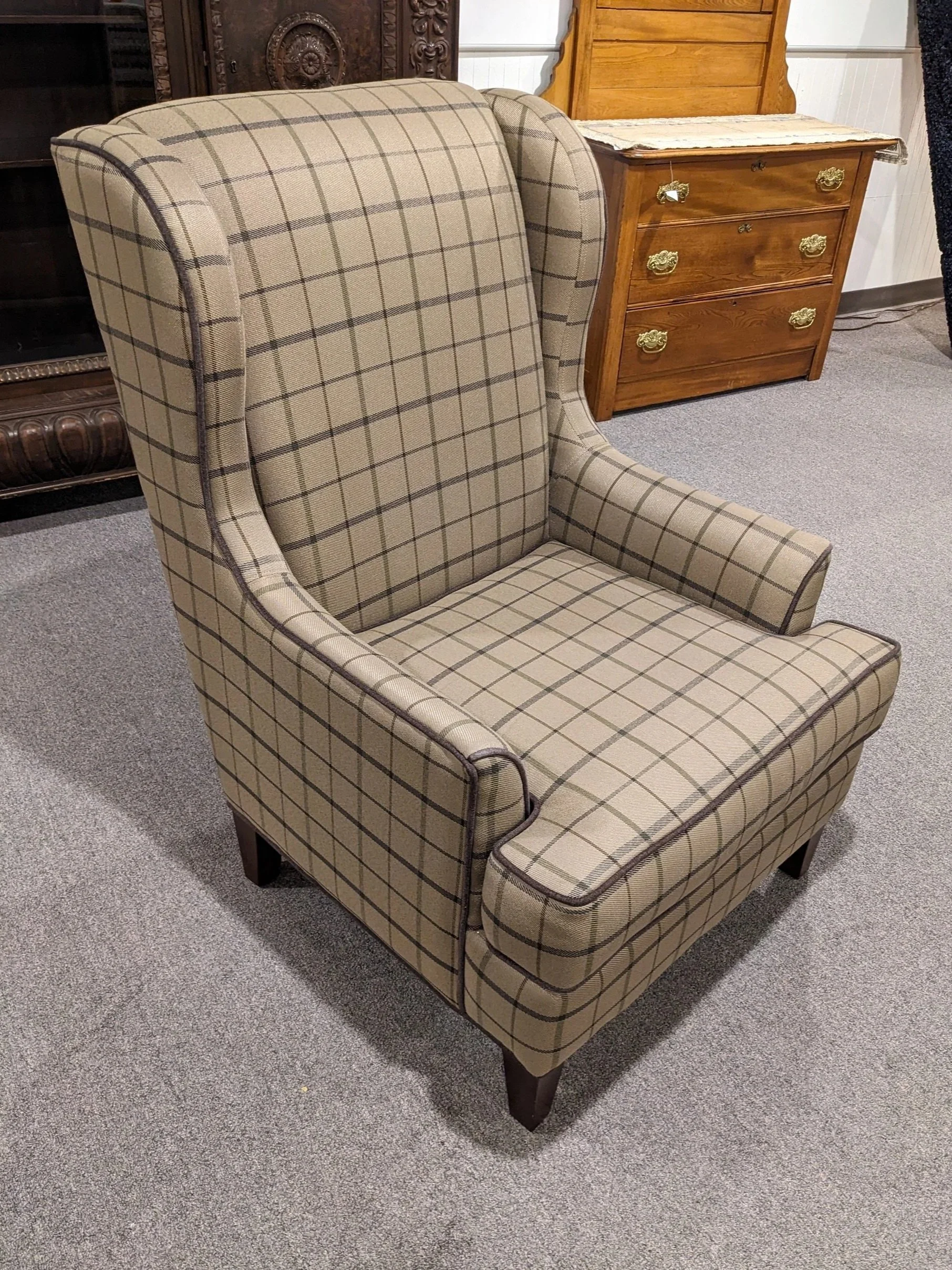 Marshfield Plaid Wingback Chair