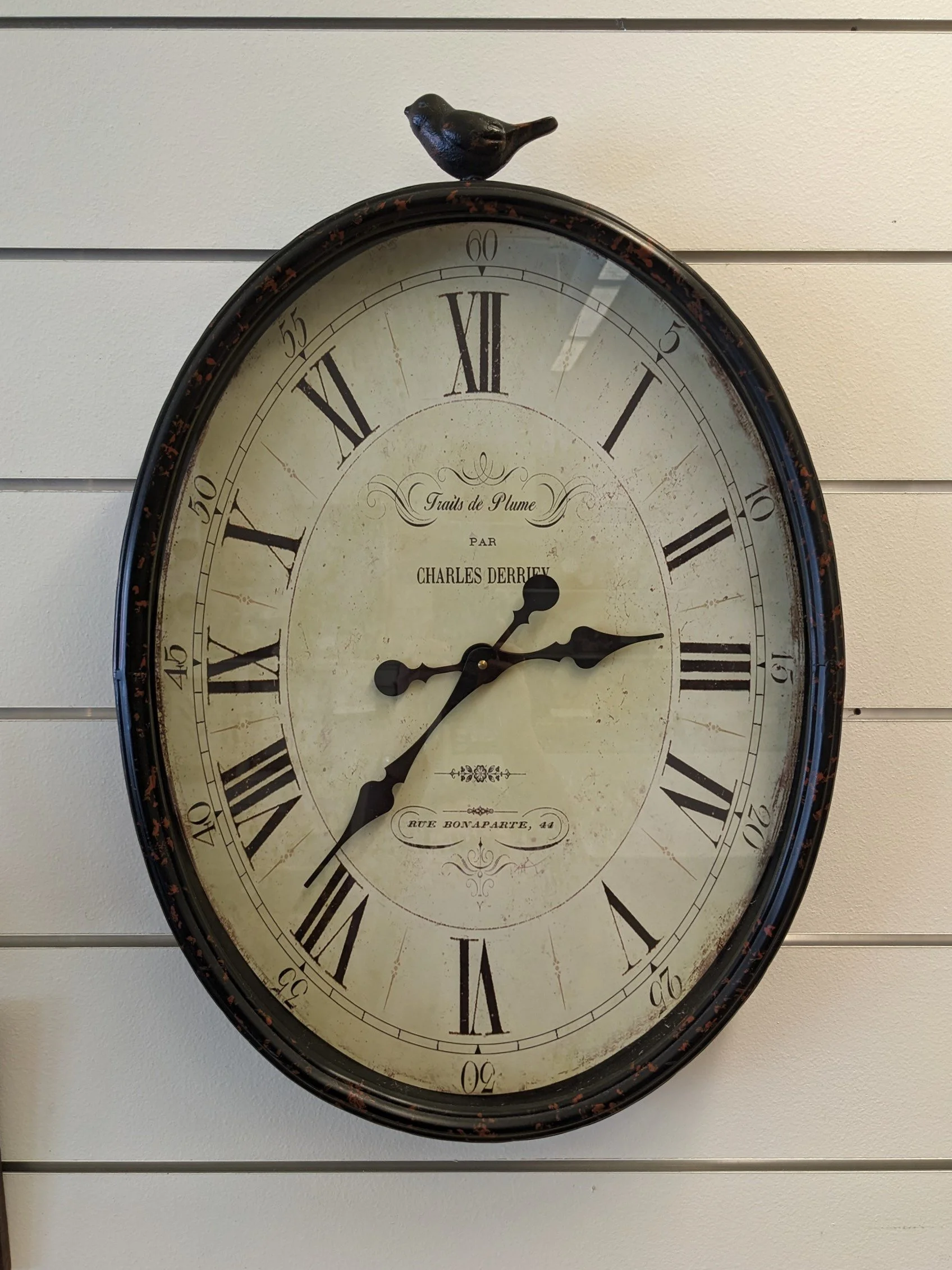 French-Inspired Metal Bird Wall Clock